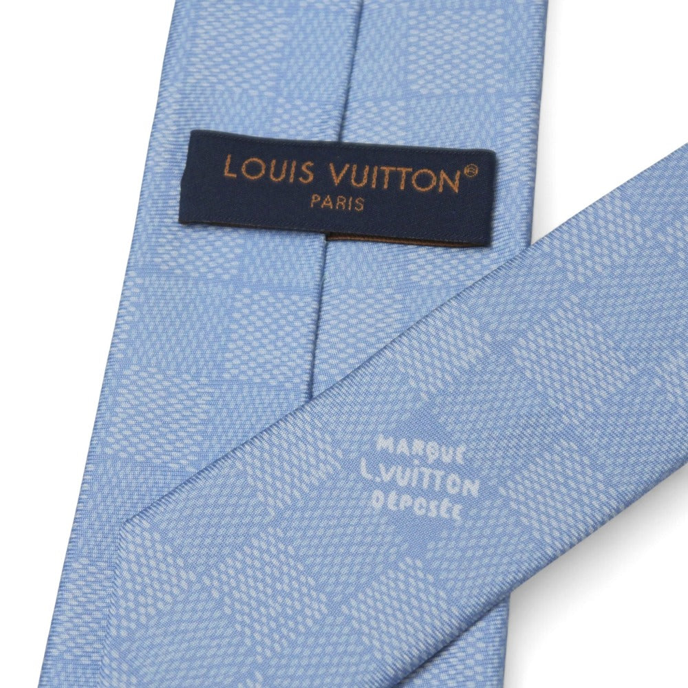 LOUIS VUITTON tie Damier Heritage Tie ãã㨠ããªãã¼ã¸ ãã¯ã¿ã¤ 100% silk Light blue M96633 S