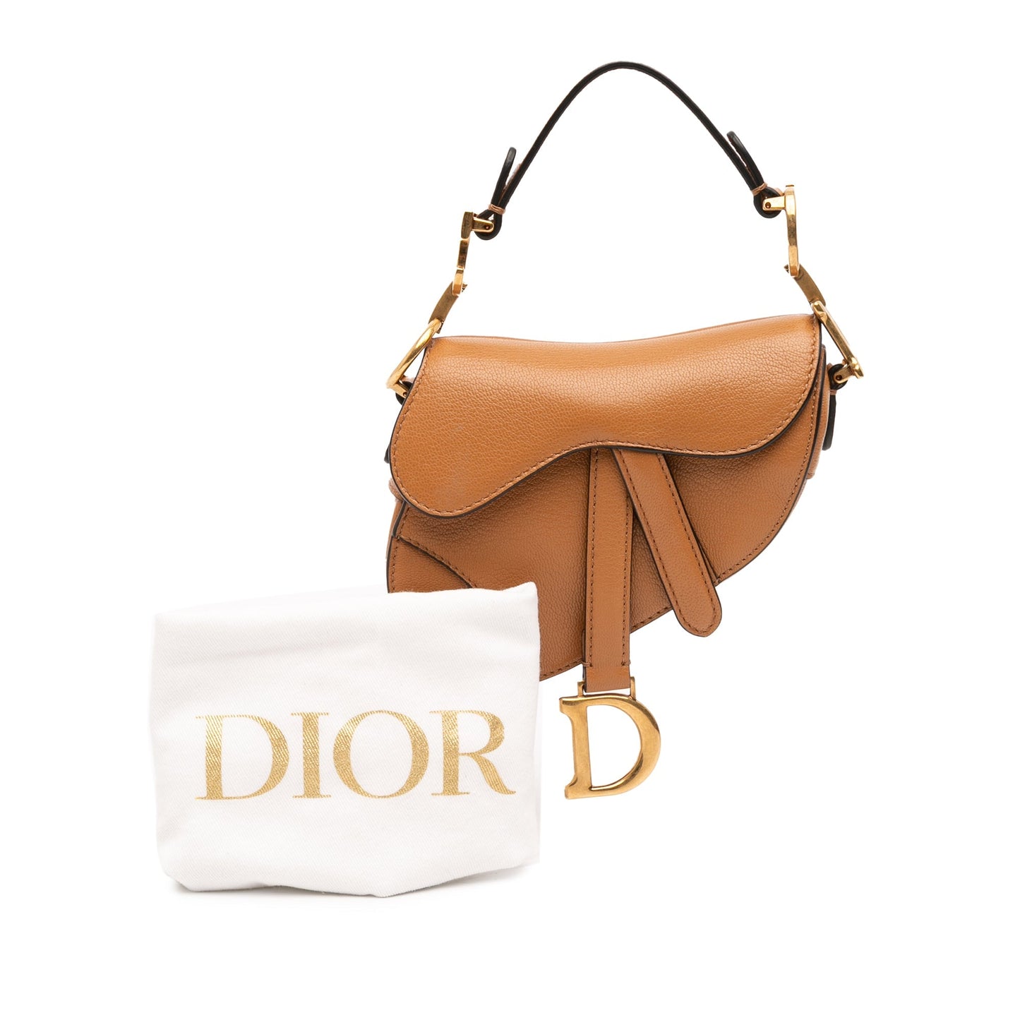 Brown Dior Micro Goatskin Saddle Bag Satchel