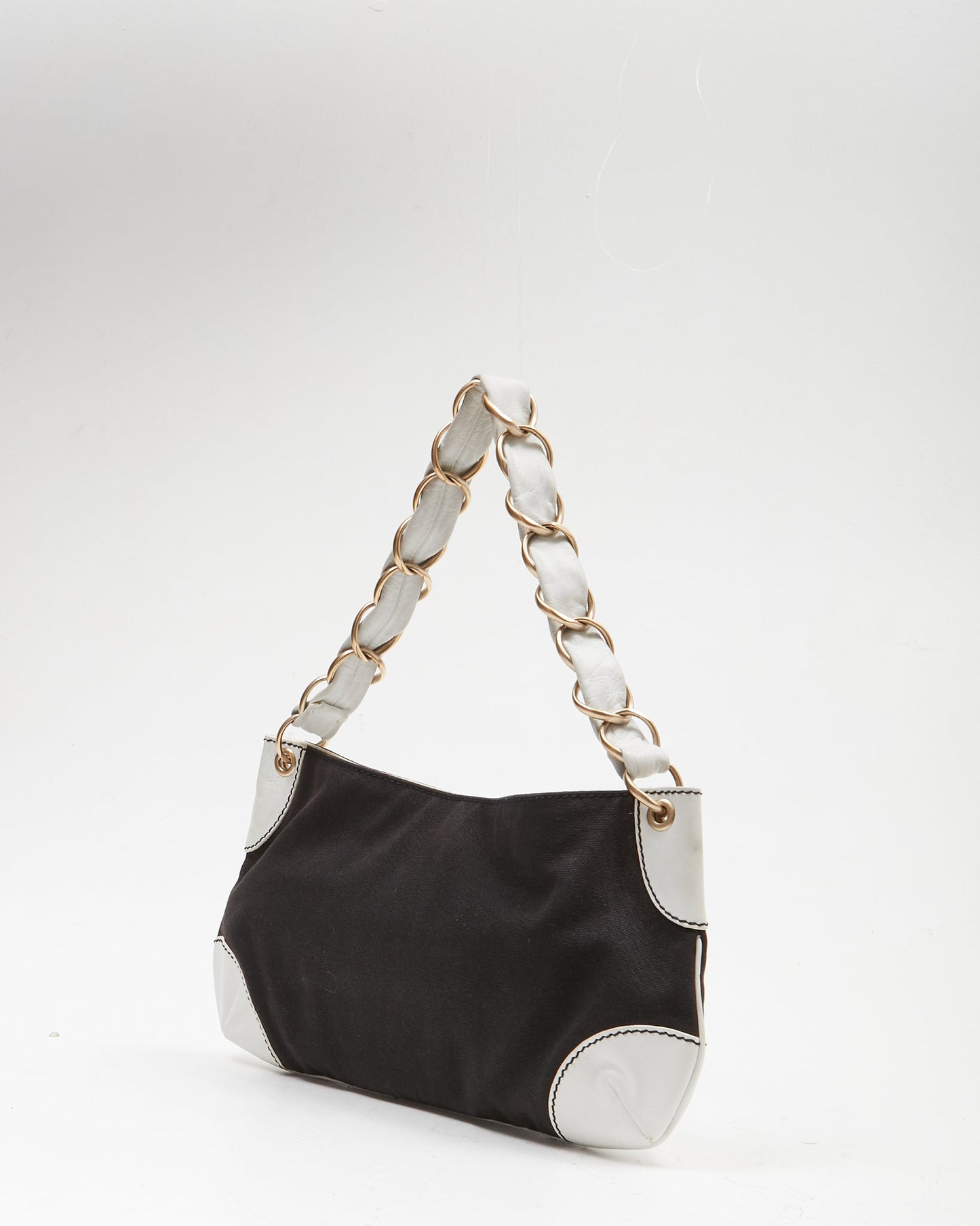 Chanel Black Denim CC Stitch Shoulder Bag