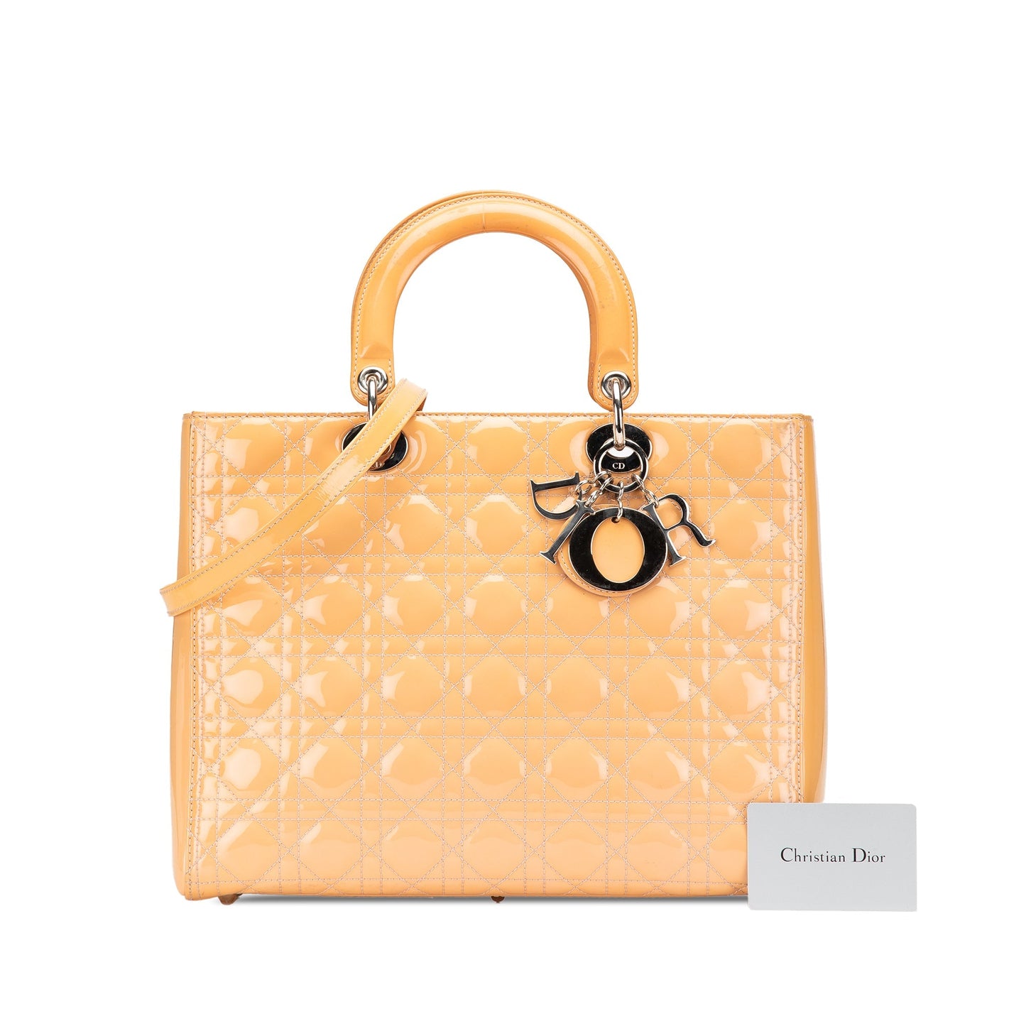 Brown Dior Large Patent Cannage Lady Dior Satchel