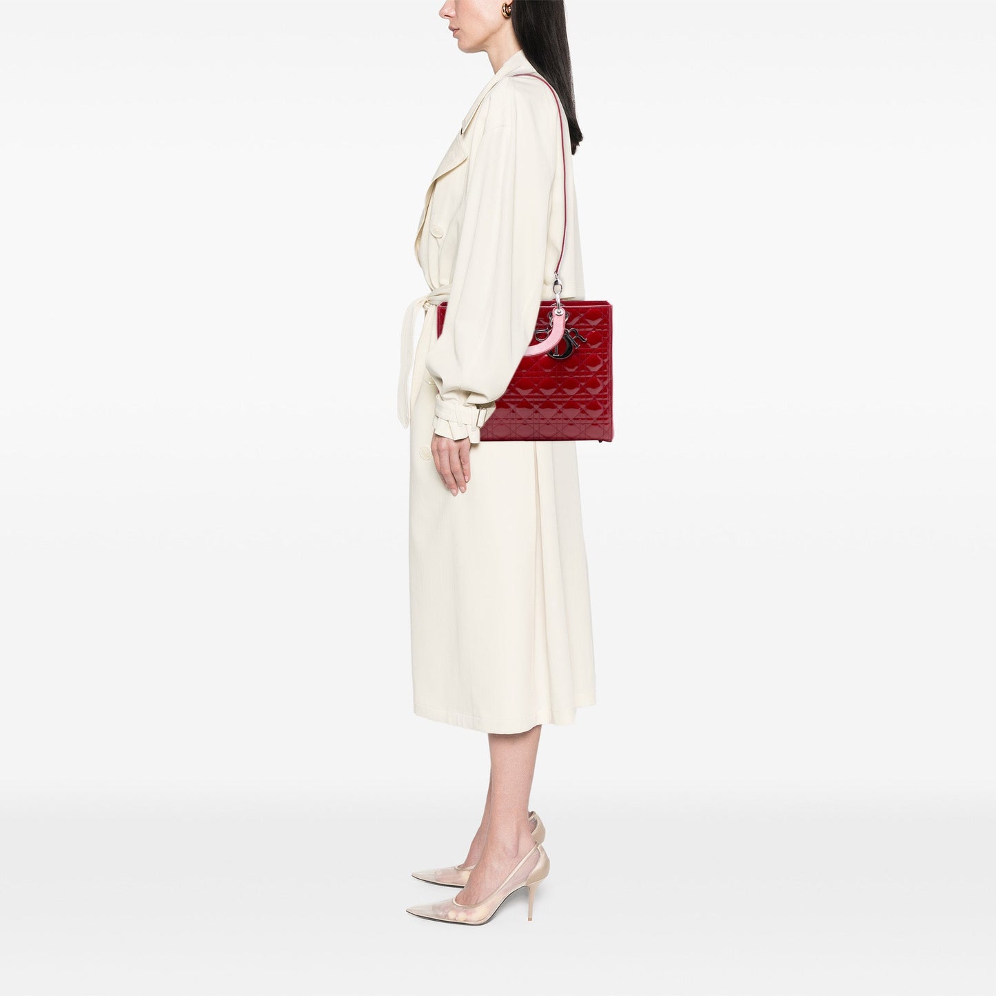 Red Dior Large Patent Cannage Lady Dior Satchel