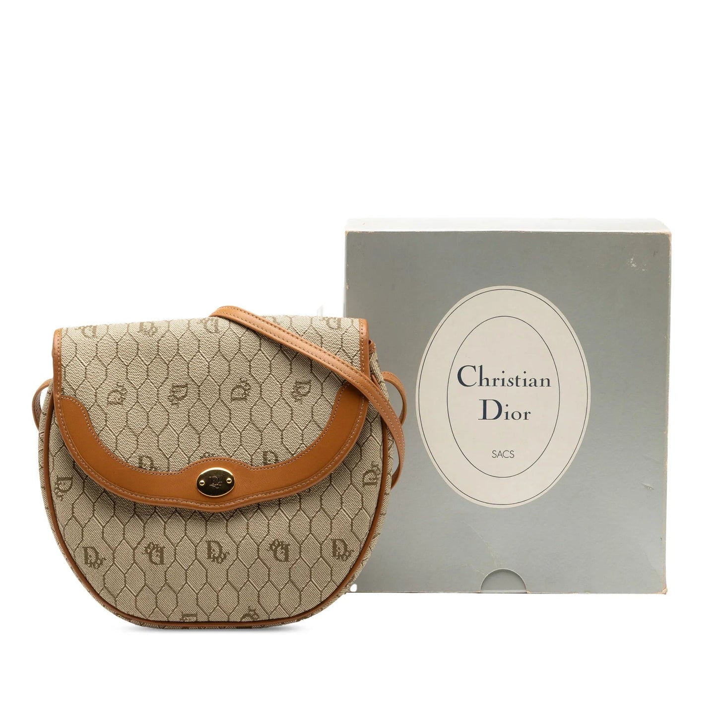 Brown Dior Honeycomb Canvas Crossbody