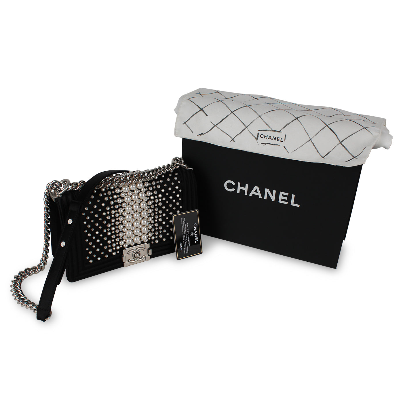 Chanel Pearl Satin Boy Bag - Old Medium
