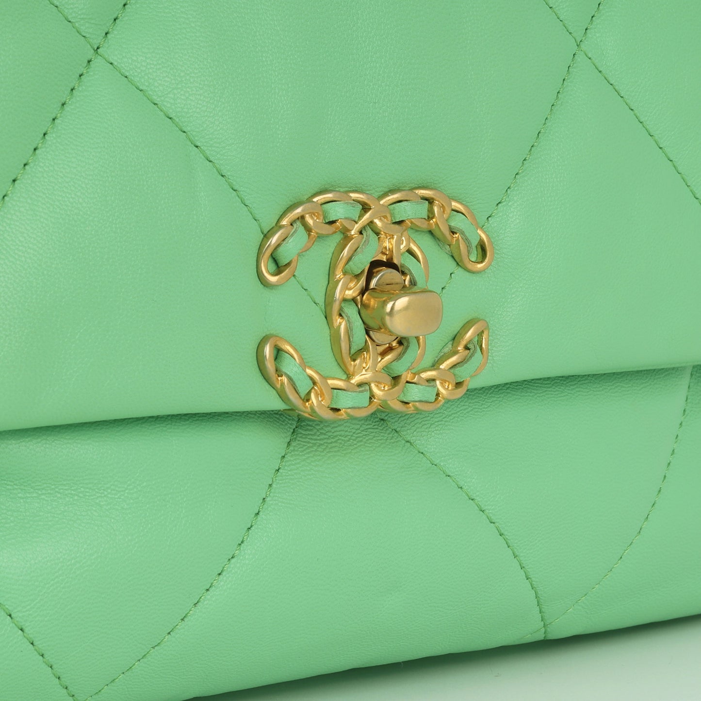 Chanel Large 19 Flap - Green Lambskin | Gold Hardware
