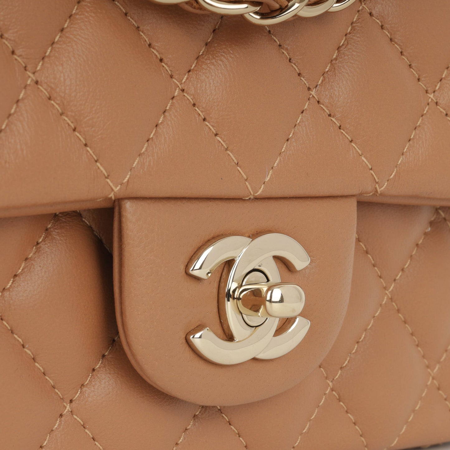 Chanel Mini Flap Rectangular - Caramel Lambskin | Champagne Gold Hardware