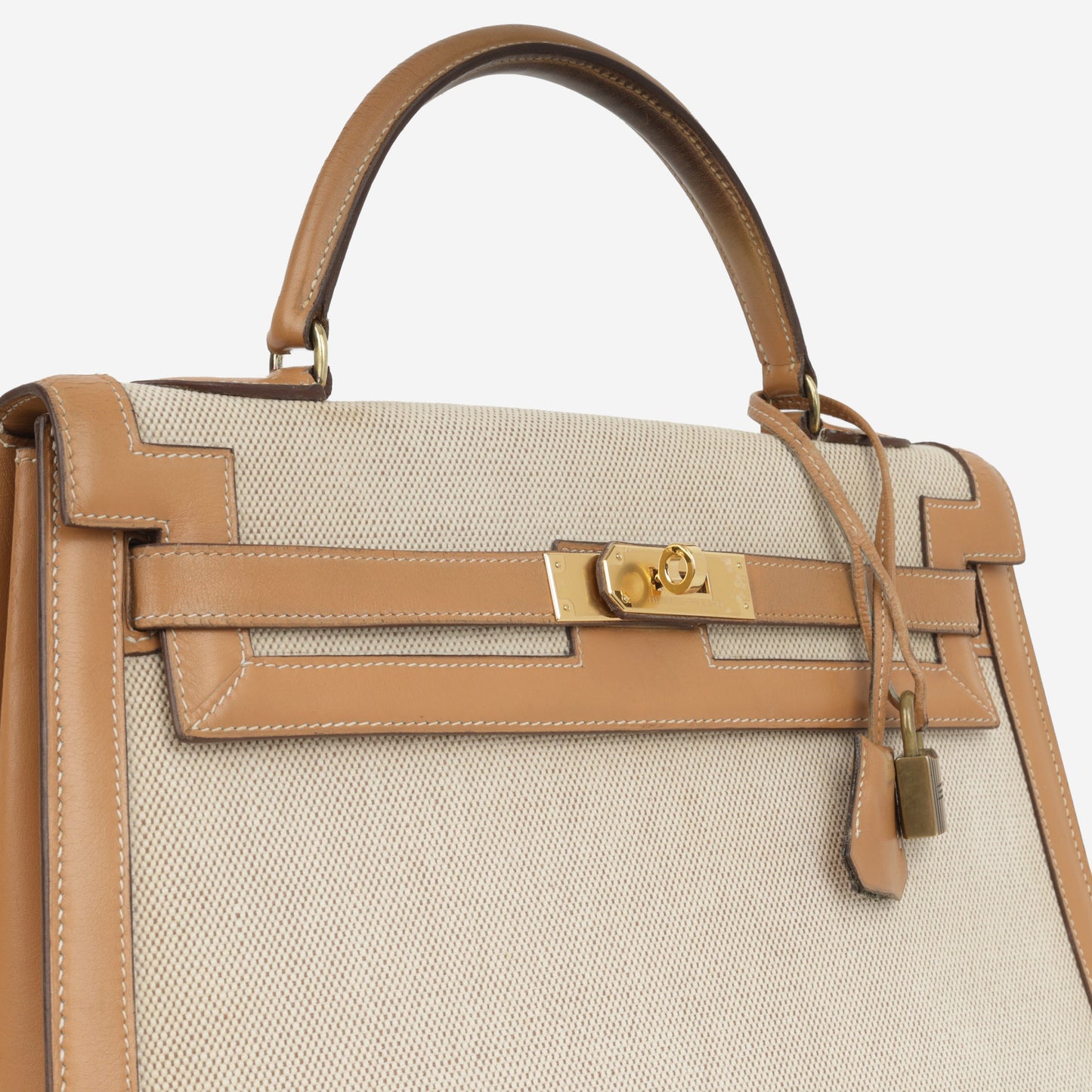 Hermès Vintage Kelly 32 - Natural Courchevel / Toile | Gold Hardware