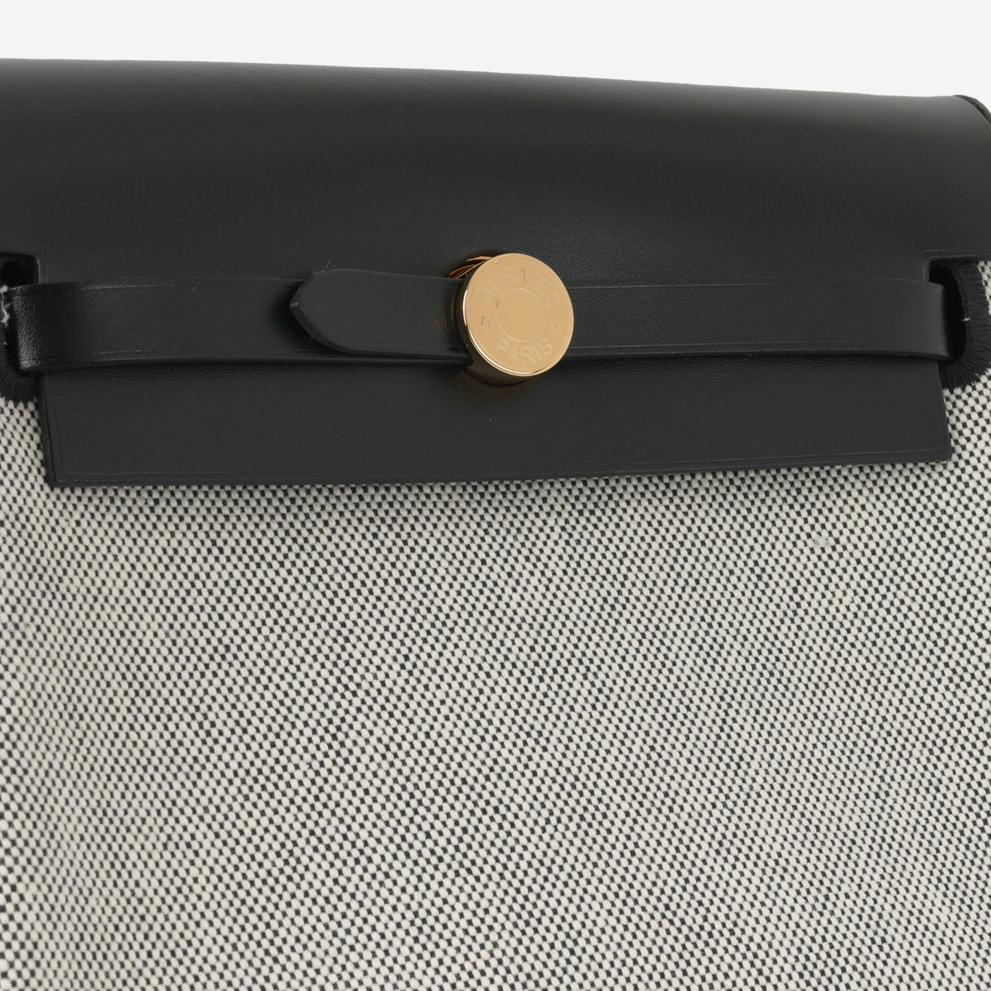 Hermès Mini Herbag 20 - Noir / Ecru Quadrille / Noir Hunter | Gold Hardware