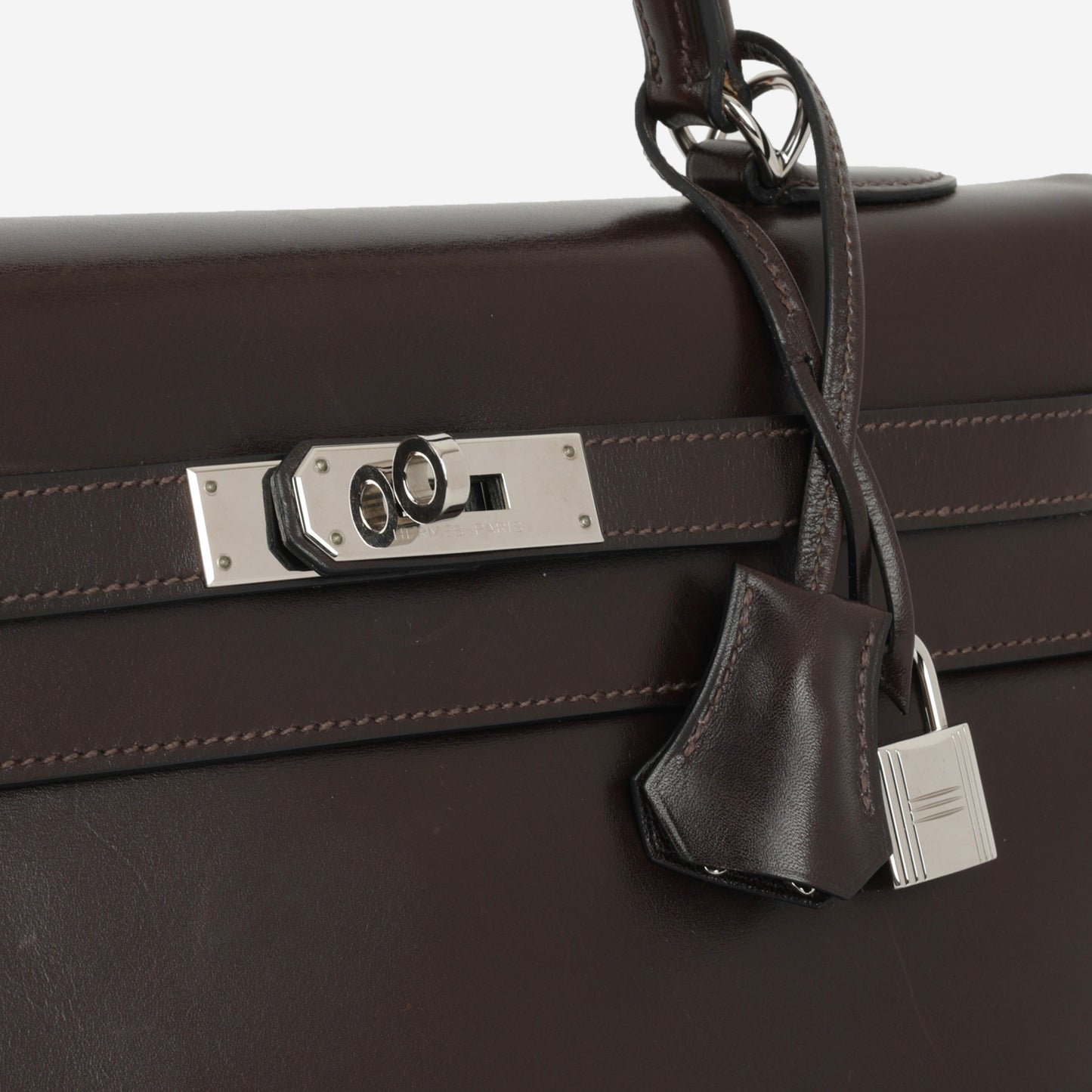 Hermès Kelly 35 - Ebene Box Calf Retourne | Palladium Hardware