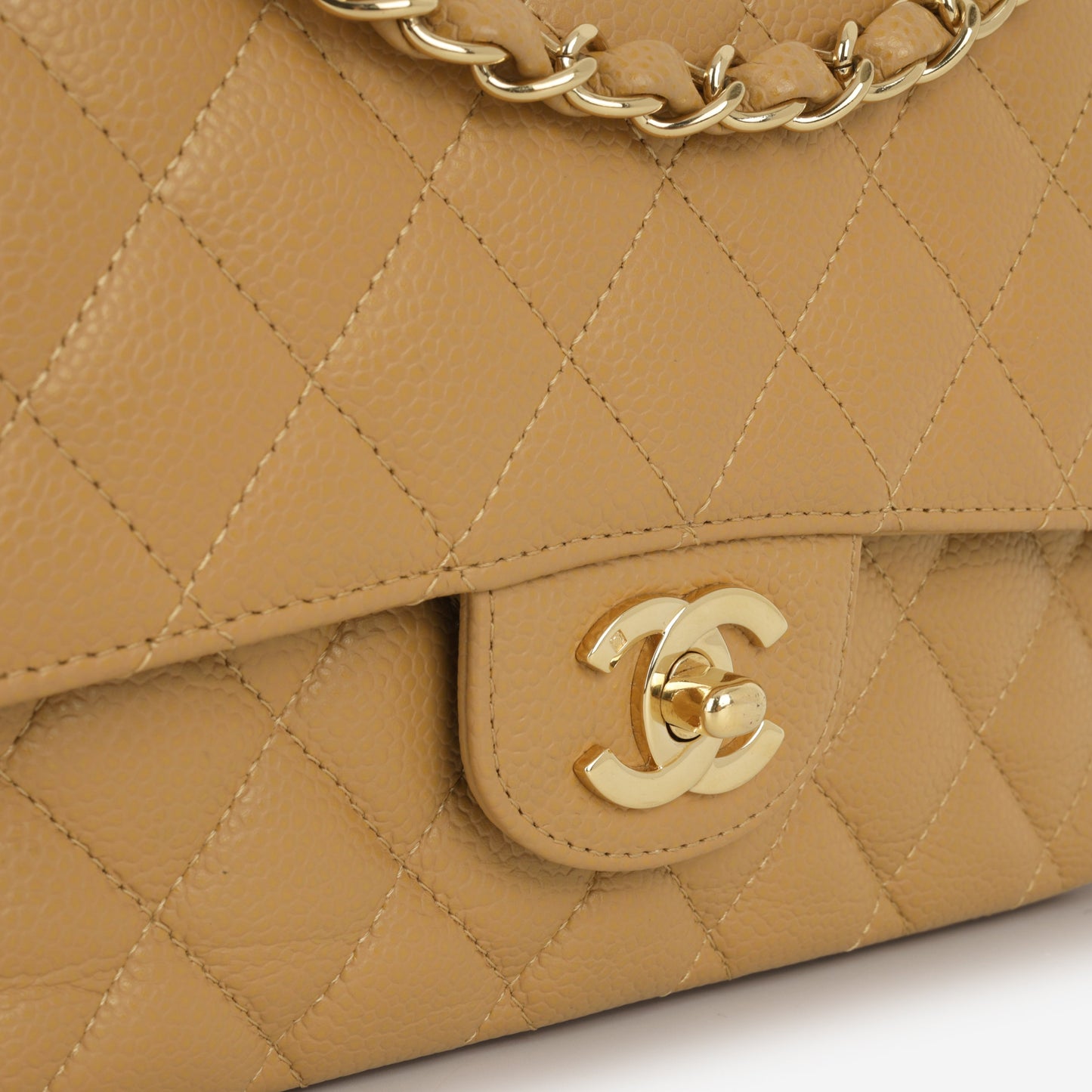 Chanel Vintage Medium Classic Flap - Beige Caviar | Gold Hardware