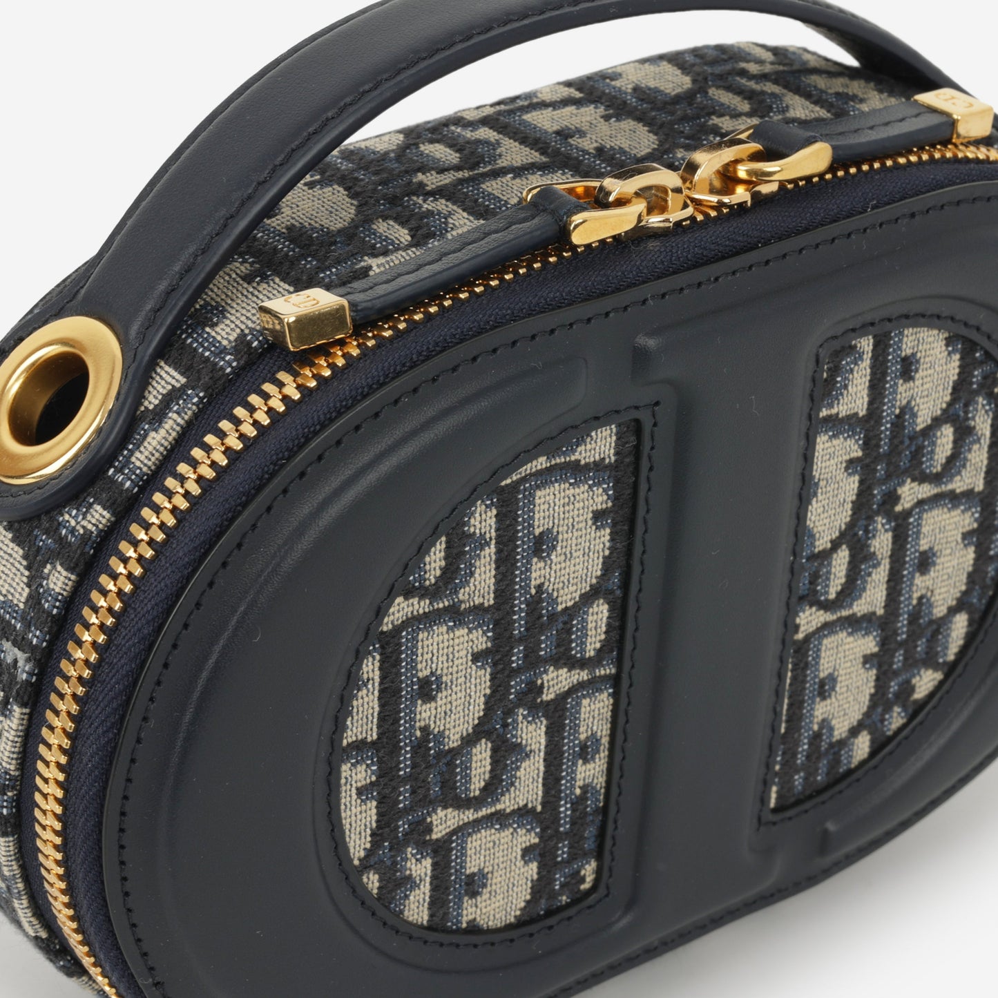 Dior CD Signature Oval Camera Bag - Navy Oblique | Gold Hardware