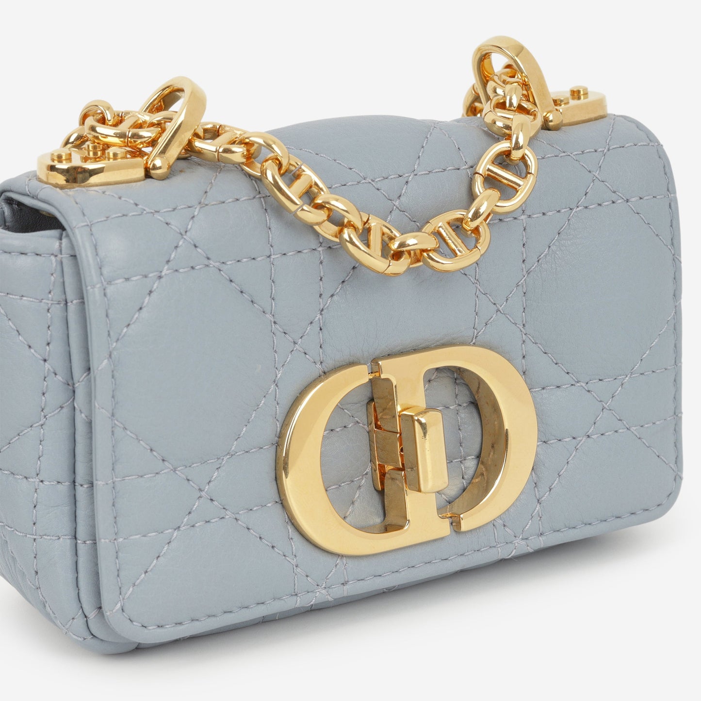 Dior Micro Caro Bag - Stone Grey Calfskin | Gold Hardware