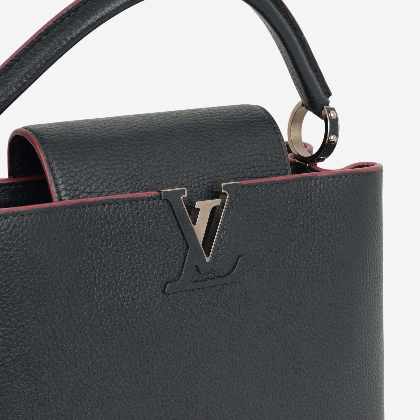 Louis Vuitton Capucines MM - Black Taurillon / Pink Trim | Silver Hardware