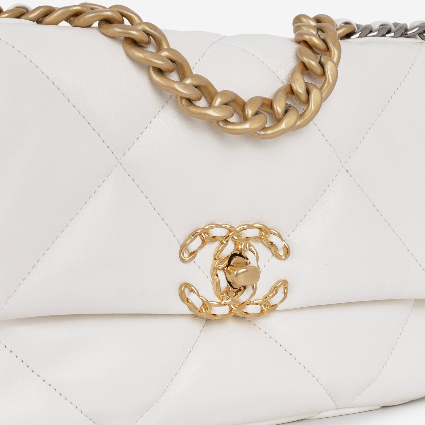 Chanel Small 19 Flap - White Lambskin | Gold Hardware