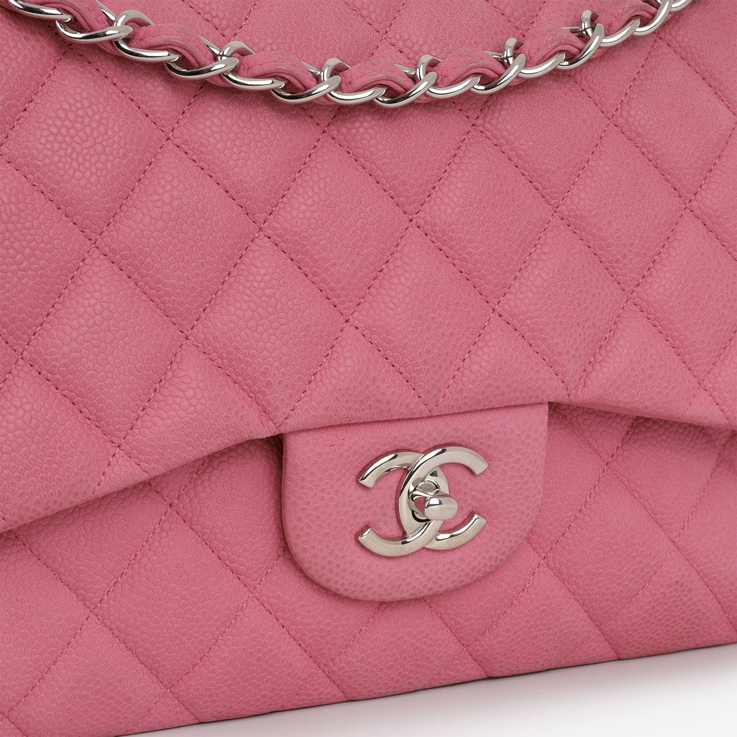 Chanel Classic Jumbo Double Flap - Pink Matte Caviar | Silver Hardware