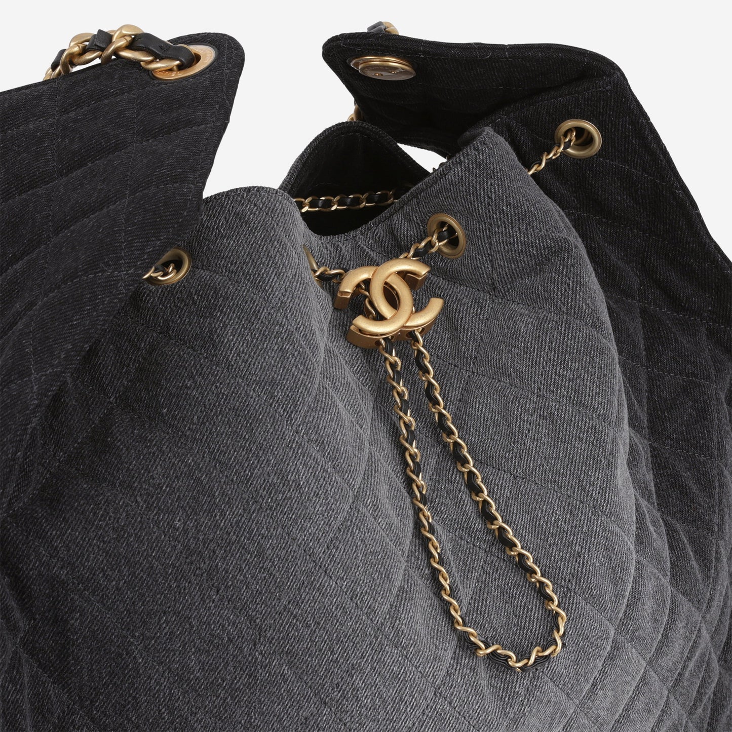 Chanel Large 25 Hobo Bag - Black Denim | Gold Hardware