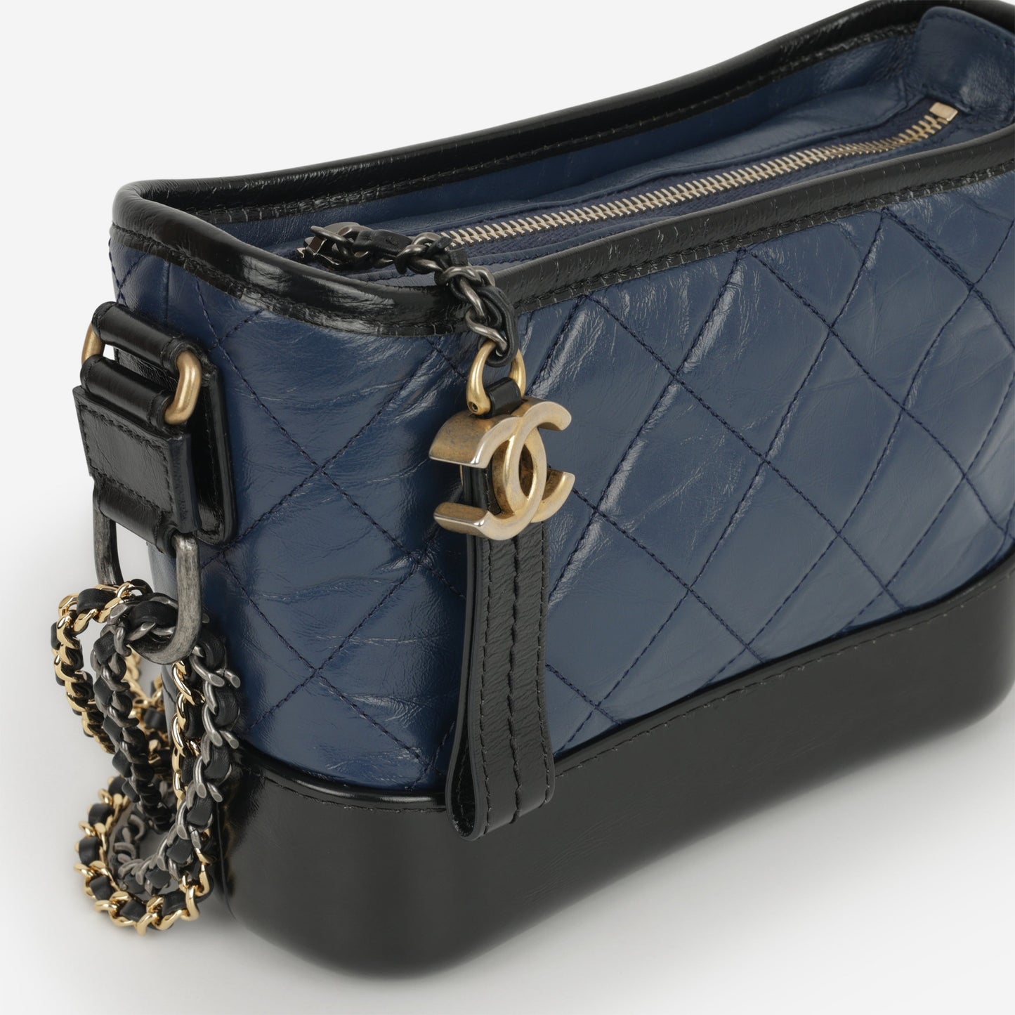 Chanel Small Gabrielle Bag - Navy / Black Aged Calfskin | Mixed Hardware