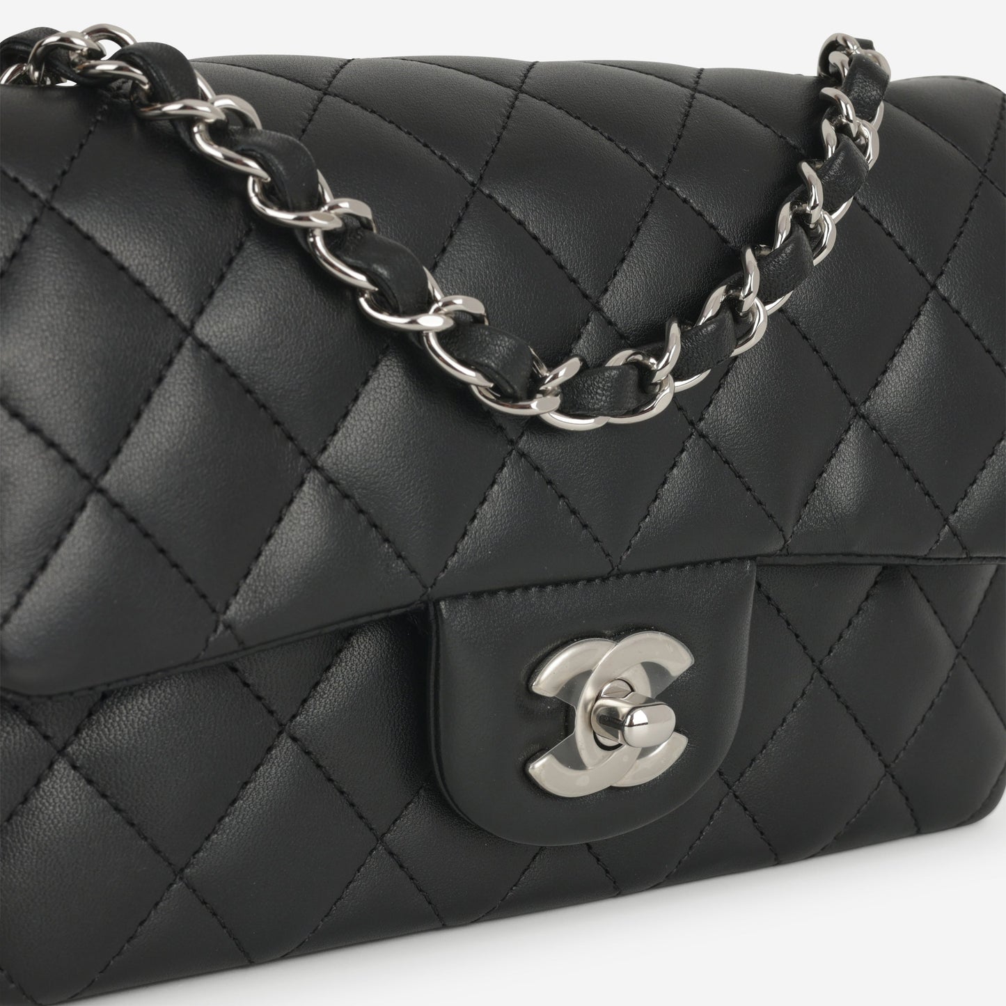 Chanel Mini Rectangular - Black Lambskin | Silver Hardware
