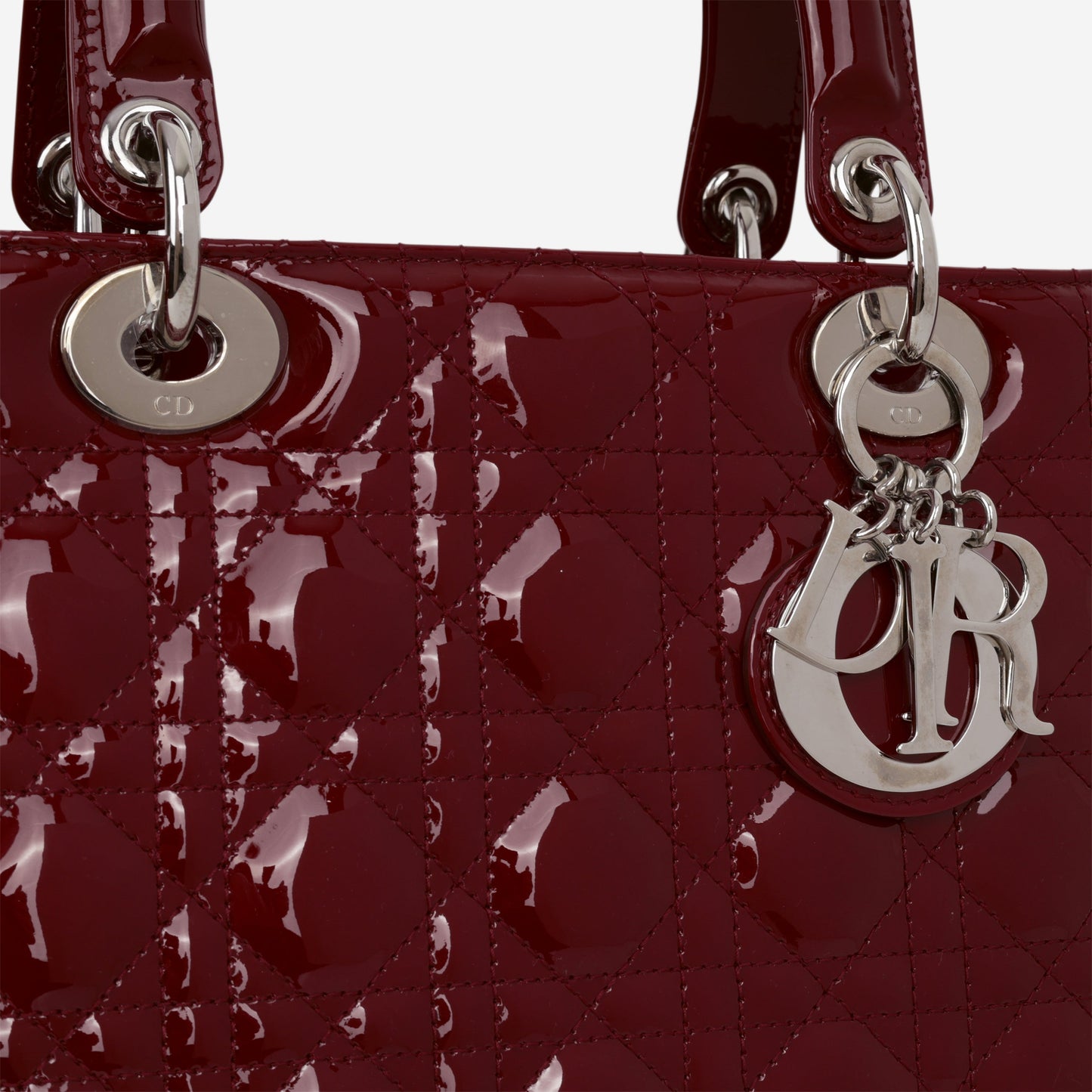 Dior Medium Lady Dior - Cherry Red Patent | Silver Hardware