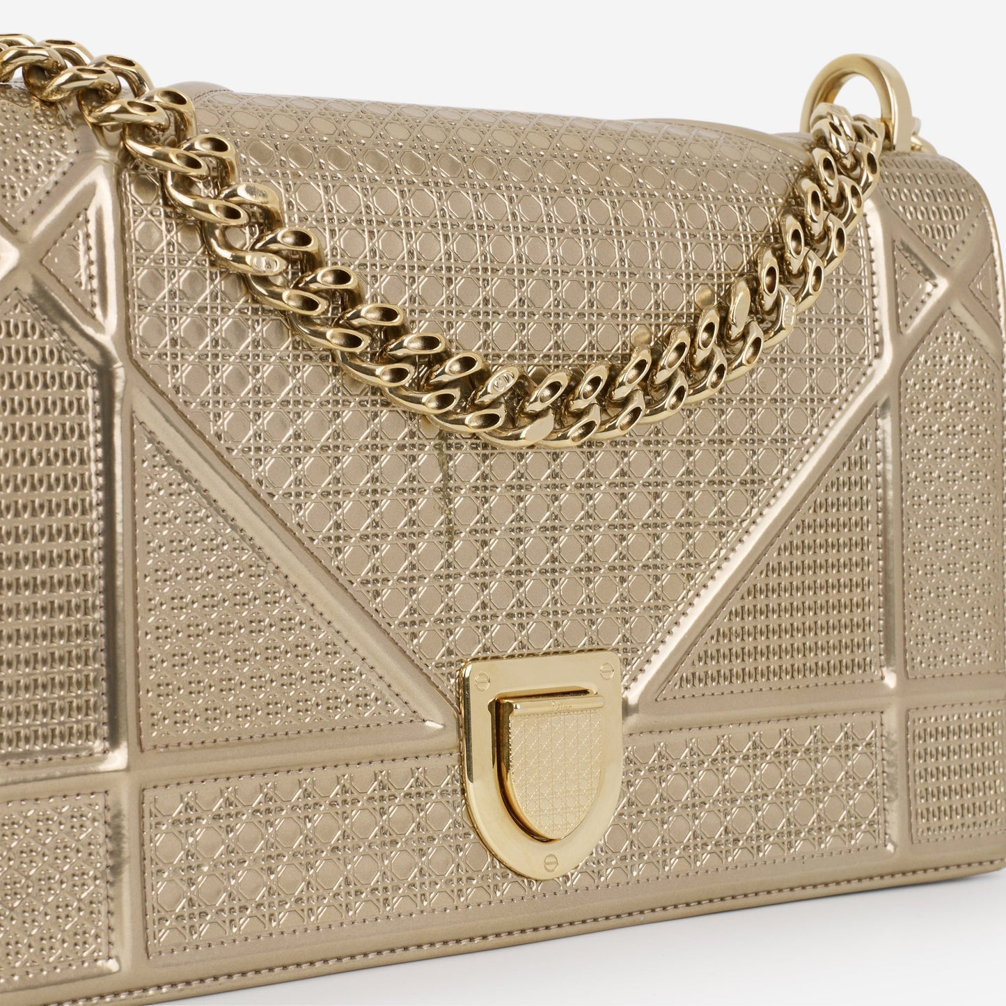 Dior Medium Diorama - Gold Metallic Micro Cannage | Champagne Gold Hardware