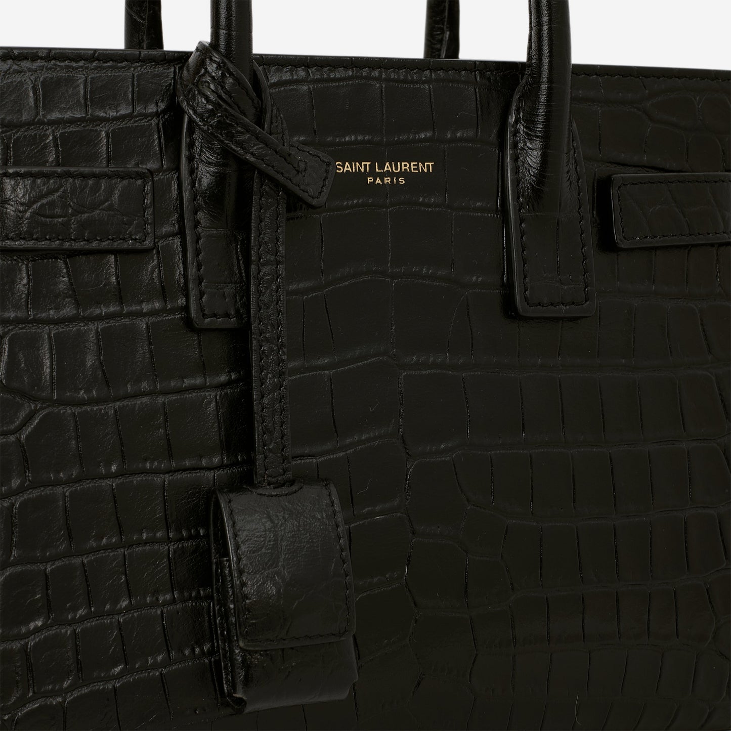 Saint Laurent Nano Sac De Jour - Black Croc Embossed | Gold Hardware
