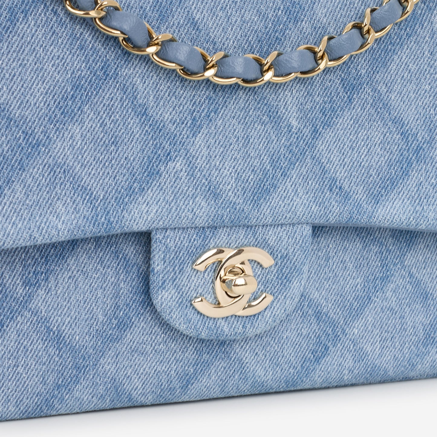 Chanel Medium Classic Flap - Light Denim Tromp L'oeil | Champagne Gold Hardware
