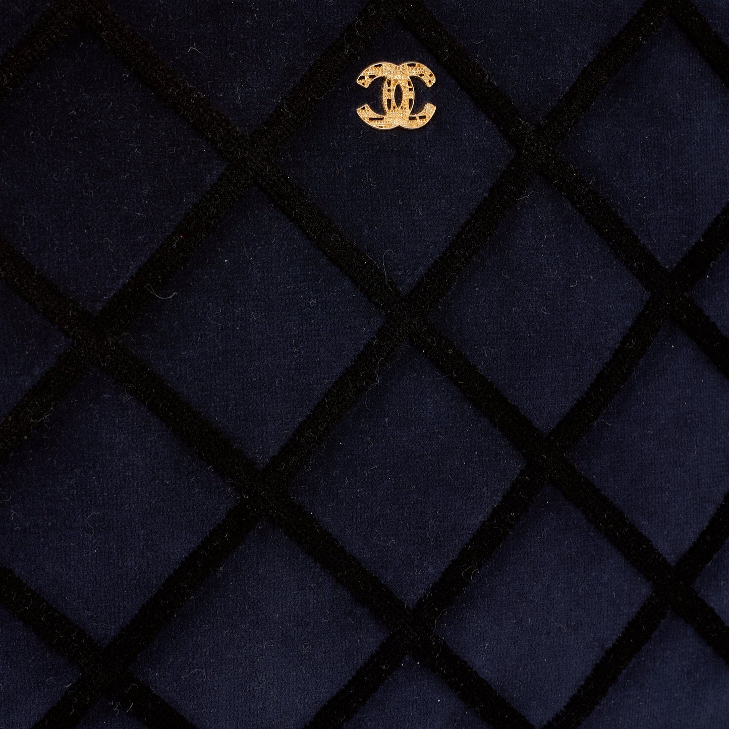 Chanel Medium O Case - Navy Black Quilted Velvet | Gold-tone Hardware