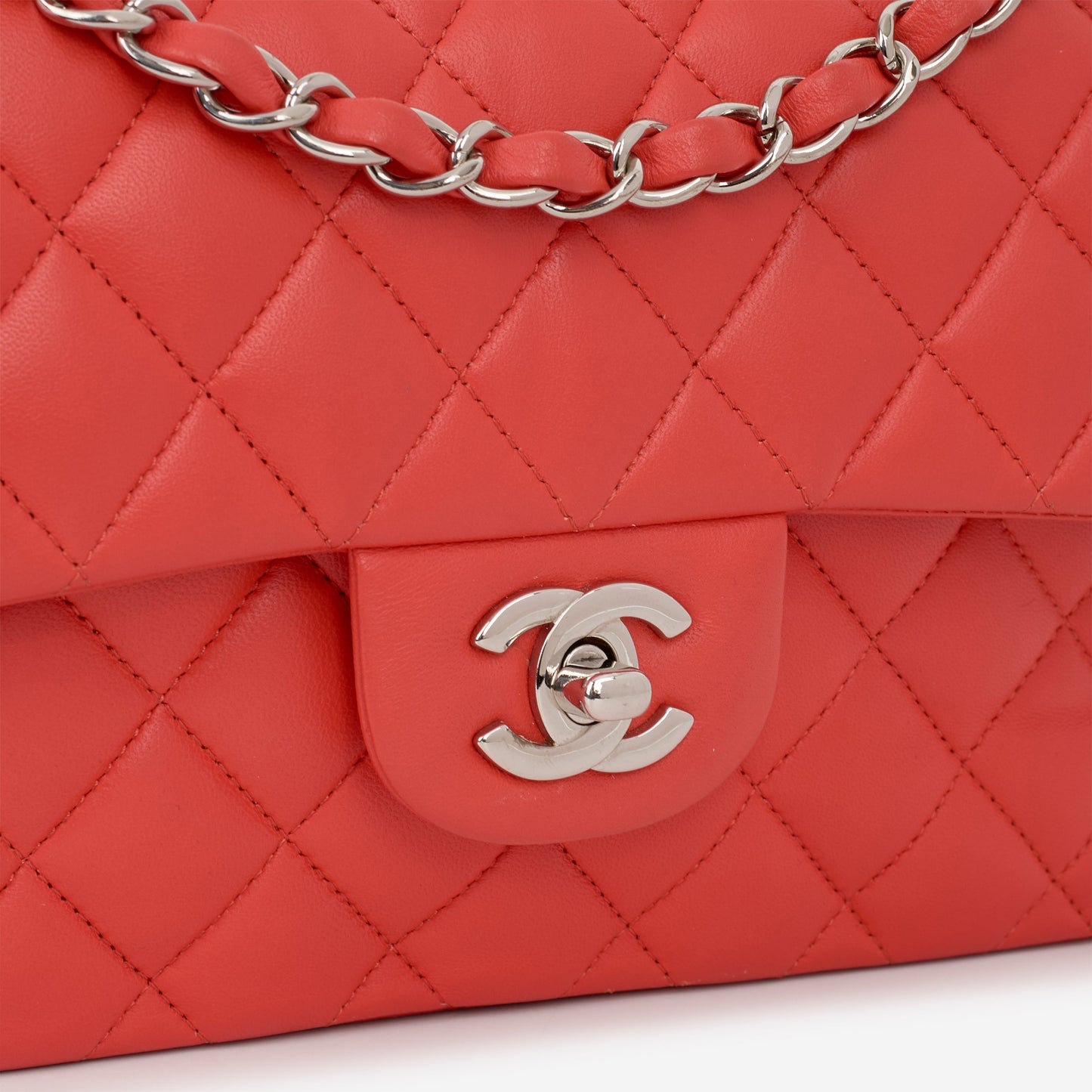 Chanel Small Classic Flap - Red Lambskin | Silver Hardware