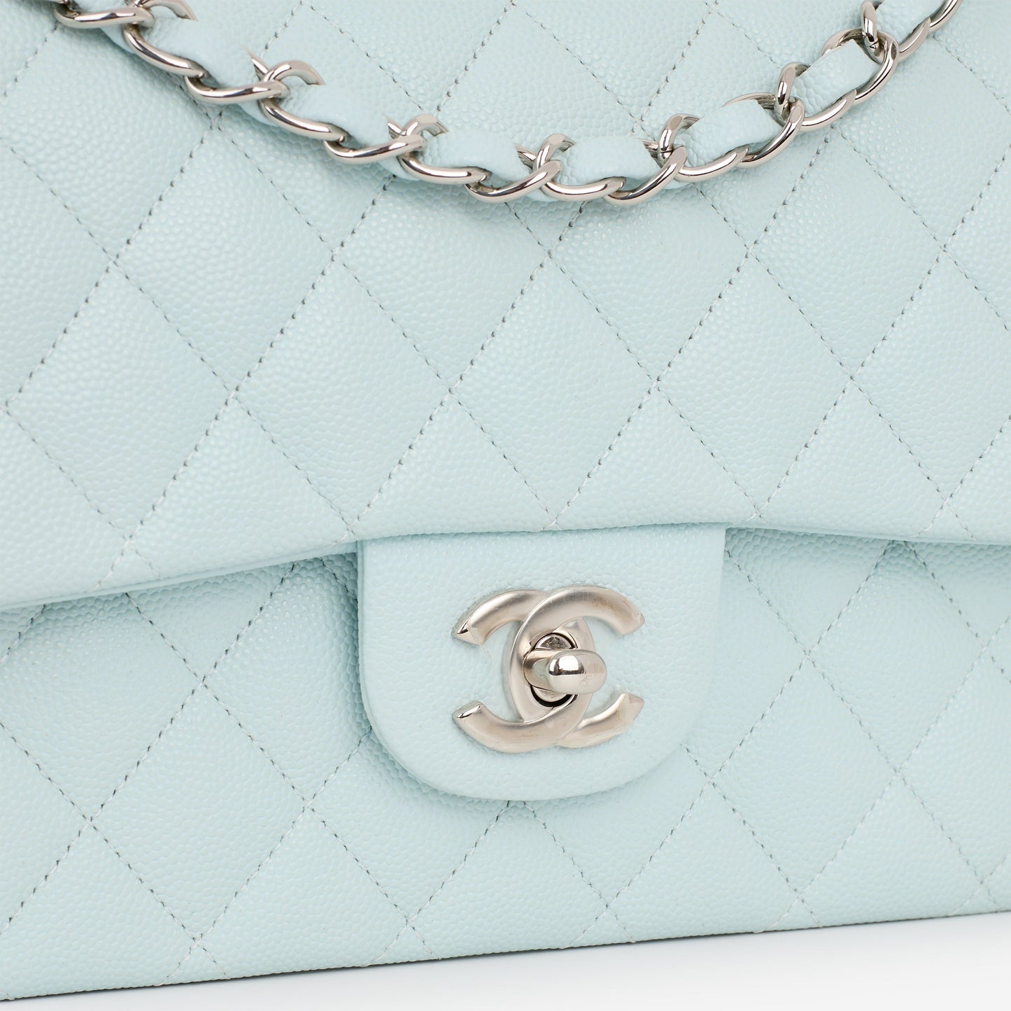 Chanel Medium Classic Flap - Light Blue Caviar | Silver Hardware