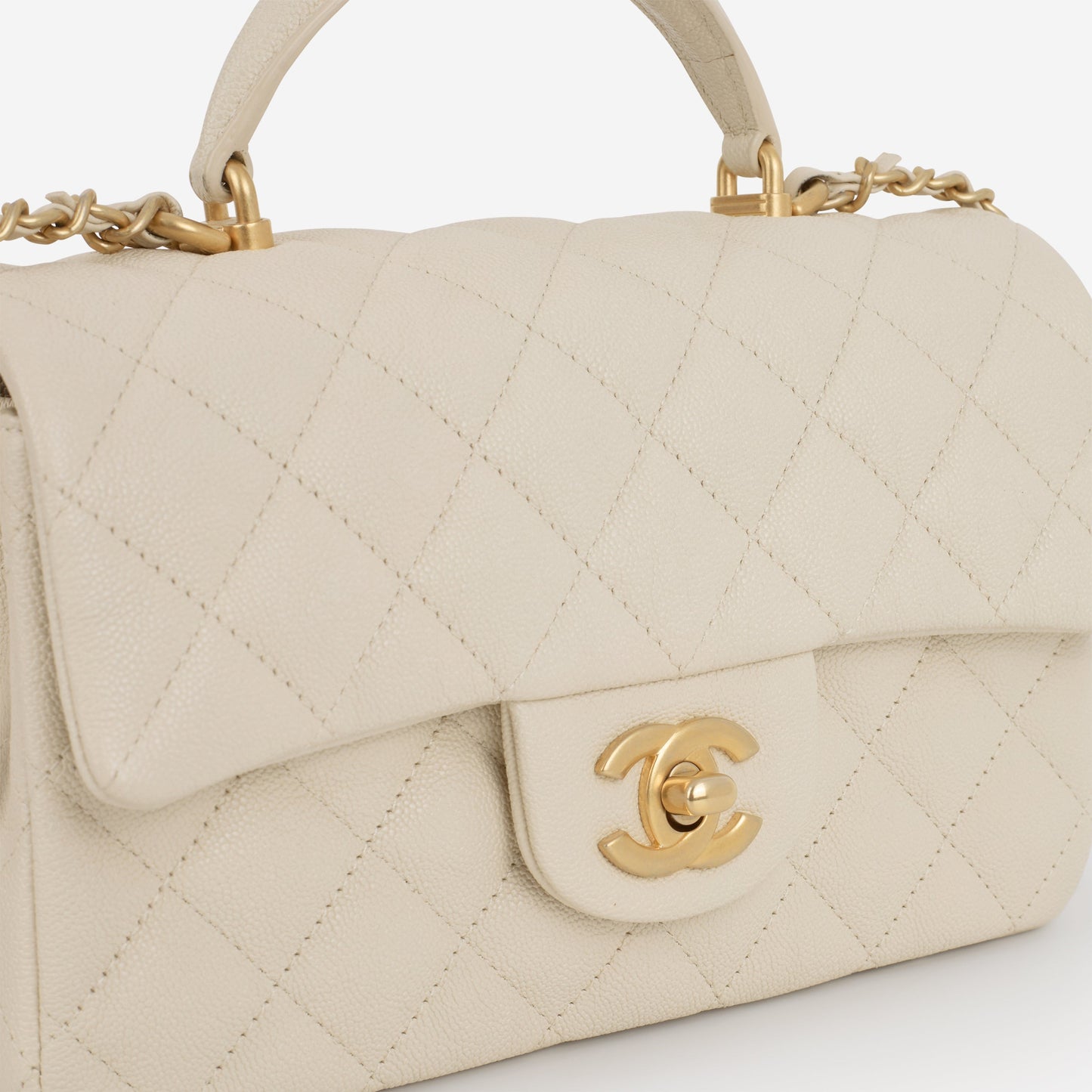 Chanel Mini Top Handle Flap - Ivory Caviar | Gold Hardware