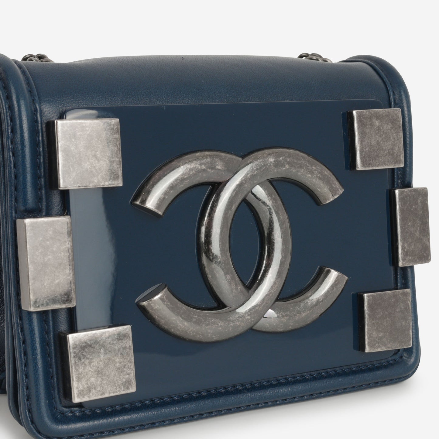 Chanel Brick Boy Bag - Navy Lambskin | Ruthenium Hardware