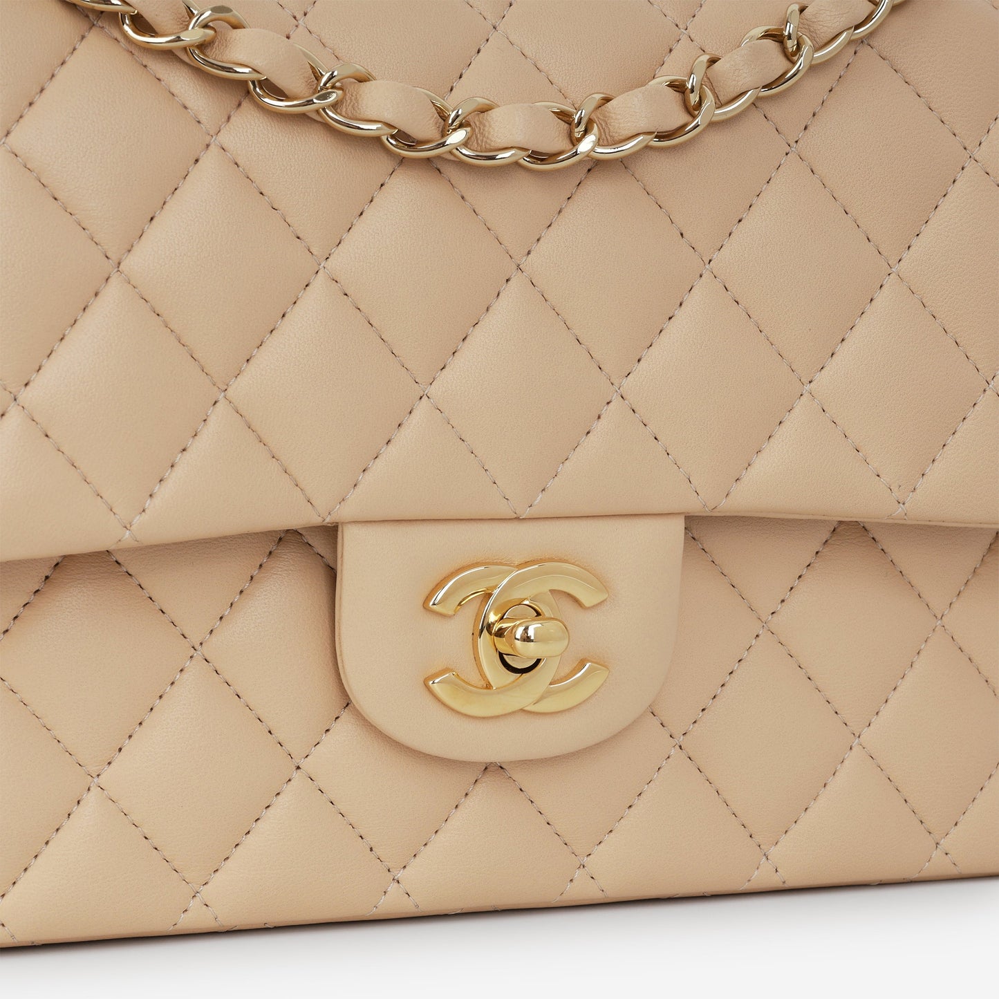 Chanel Medium Classic Flap - Beige Lambskin | Gold Hardware