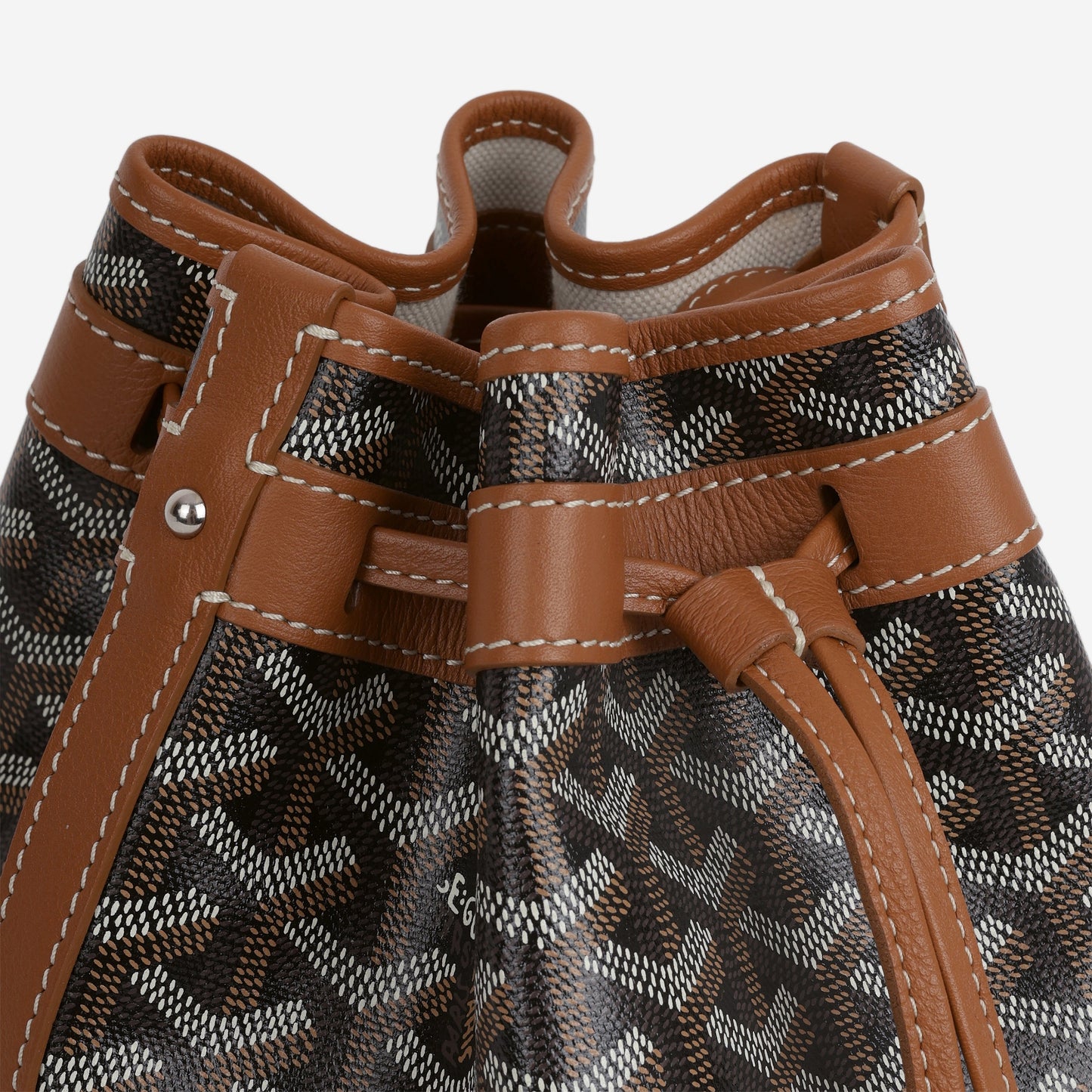 Goyard Petit Flot Bucket Bag - Black / Tan Goyardine | Palladium Hardware