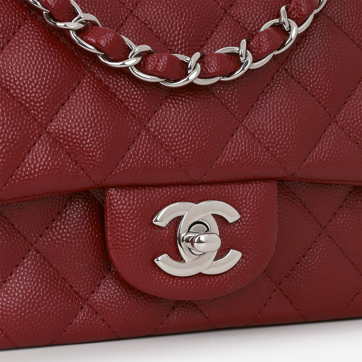 Chanel Mini Rectangular - Red Caviar | Silver Hardware