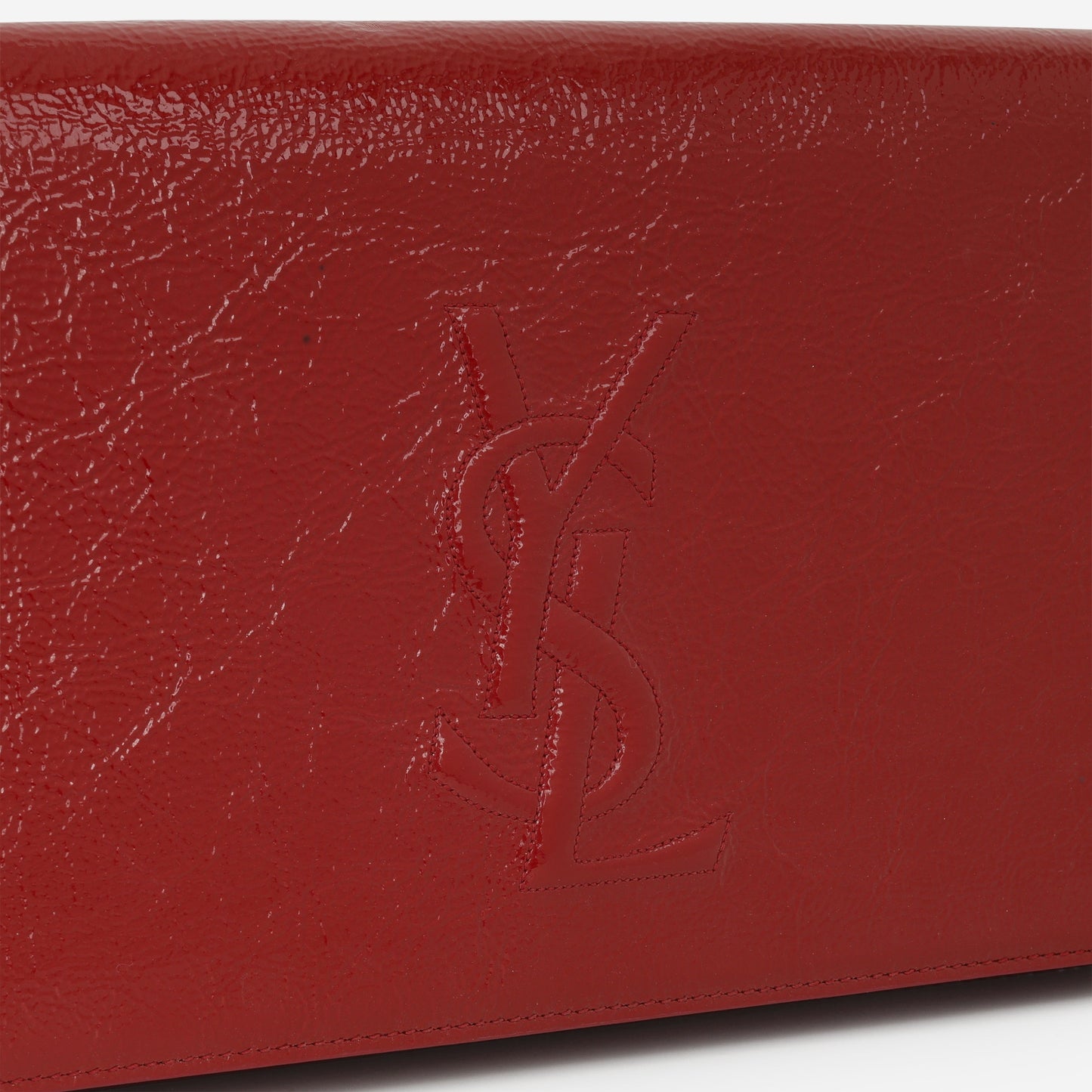 Saint Laurent Belle de Jour Clutch - Red Textured Glazed Calfskin