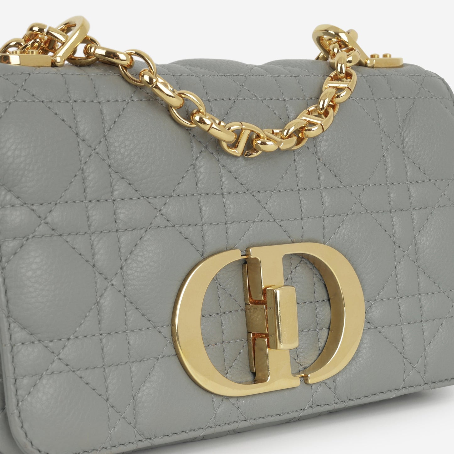 Dior Small Caro Bag - Stone Grey Cannage Calfskin | Gold Hardware