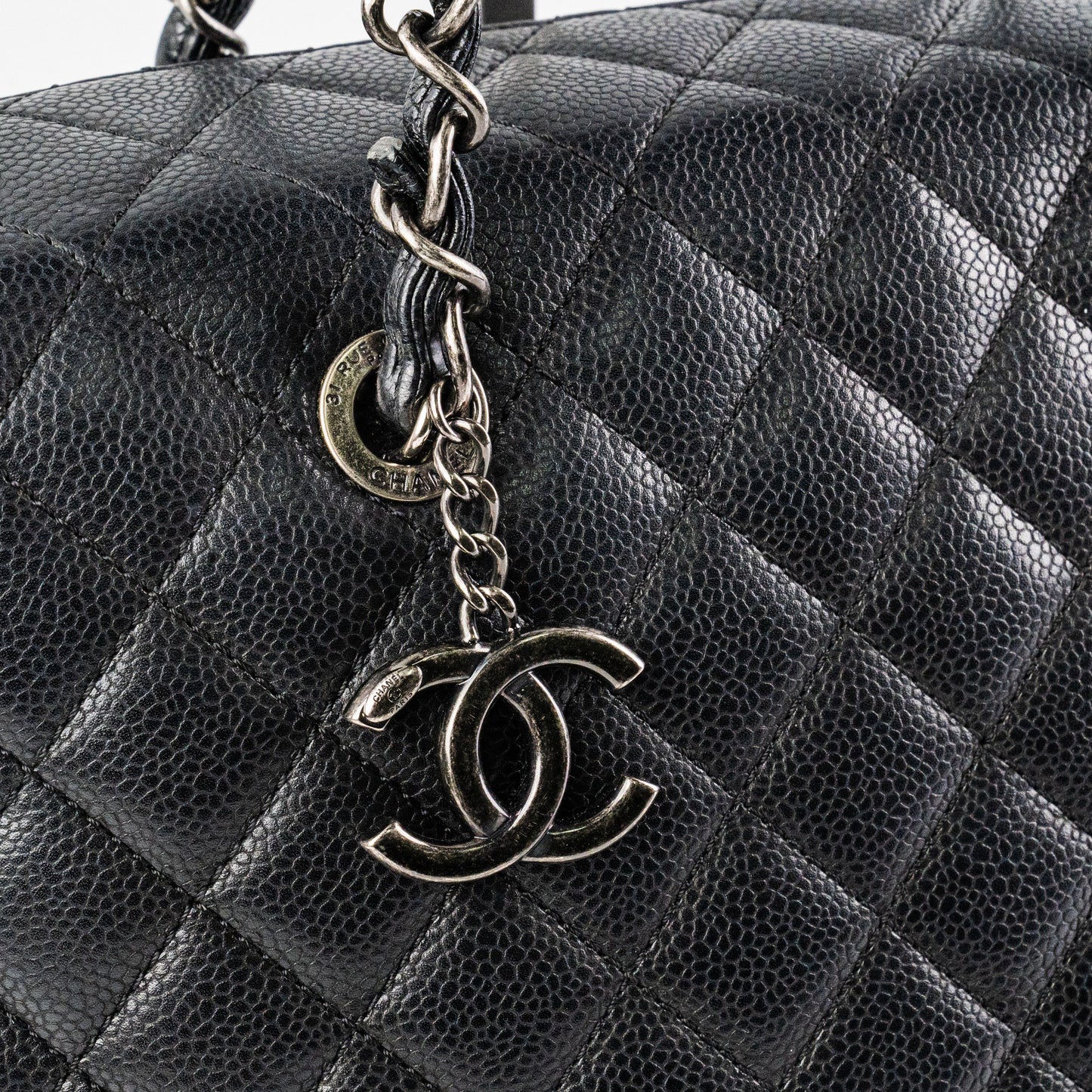 Chanel Caviar Shoulder Tote Bag Black