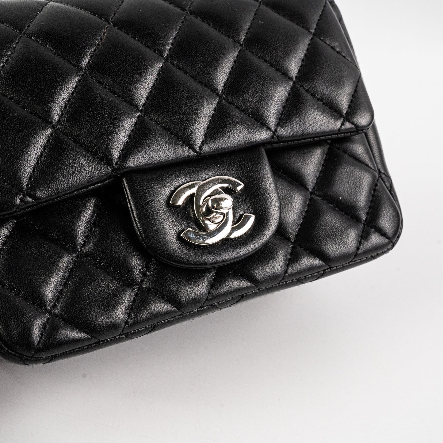 Chanel Square Mini Lambskin Black Bag