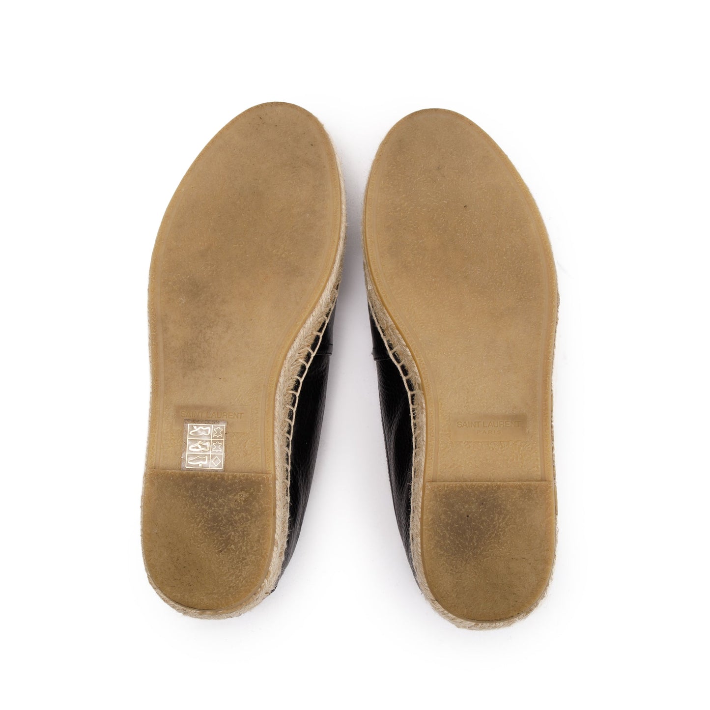 Saint Laurent Black Calfskin Leather Espadrilles, Size 40