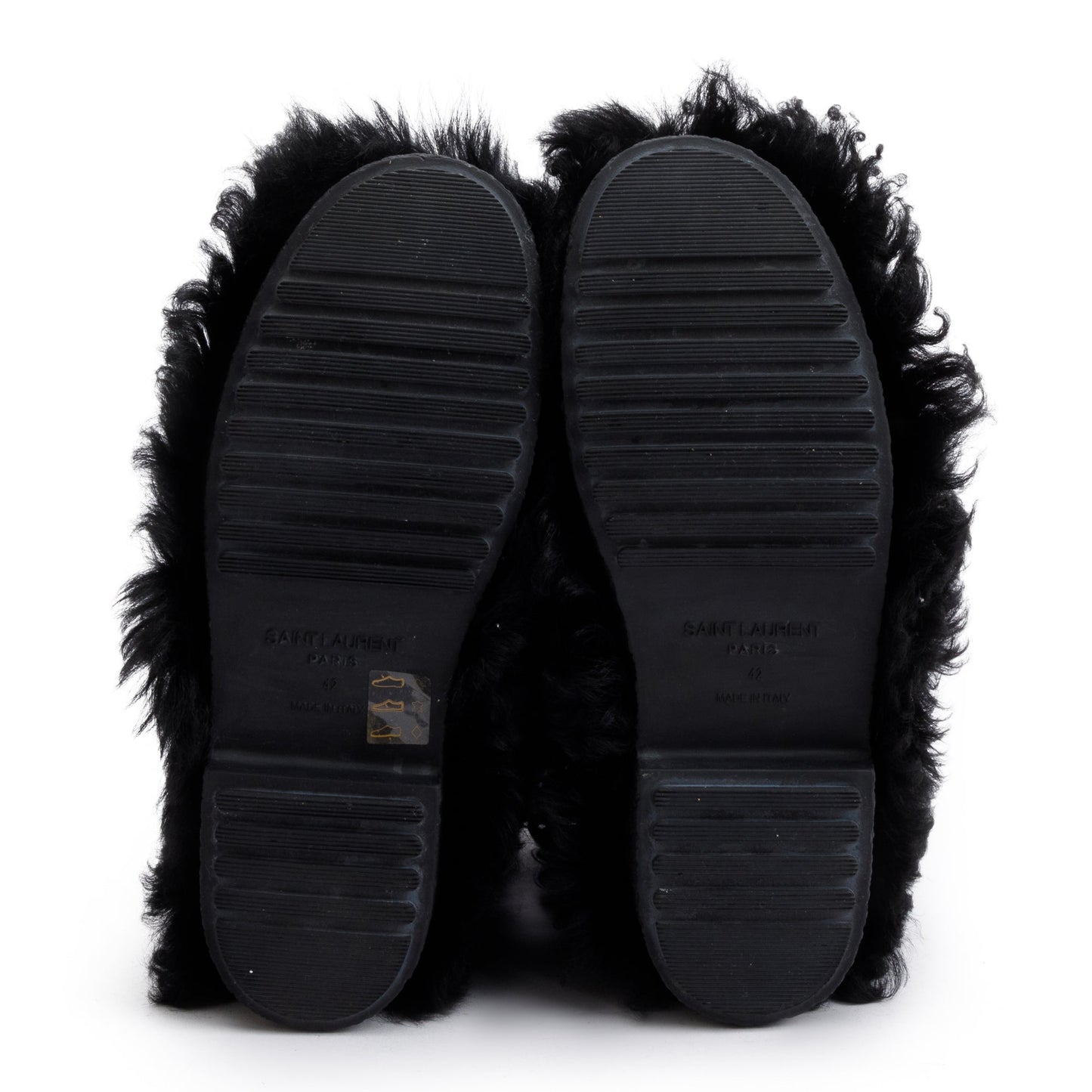 Saint Laurent Black Furry Boots, Size 42