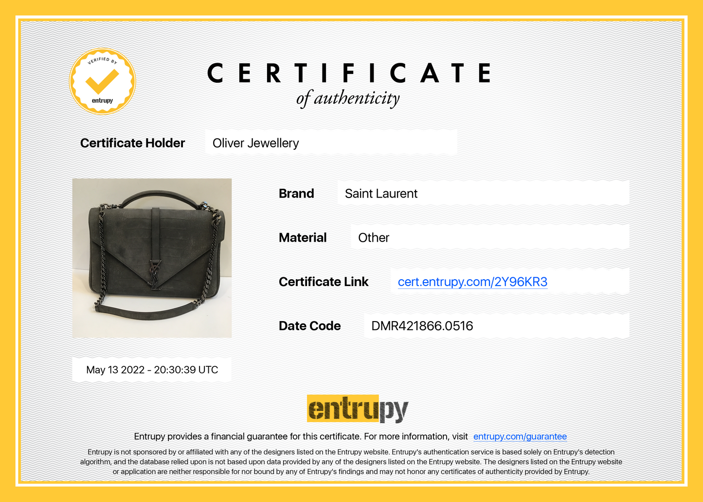 Saint Laurent Large Croc Embossed Nubuck College Bag