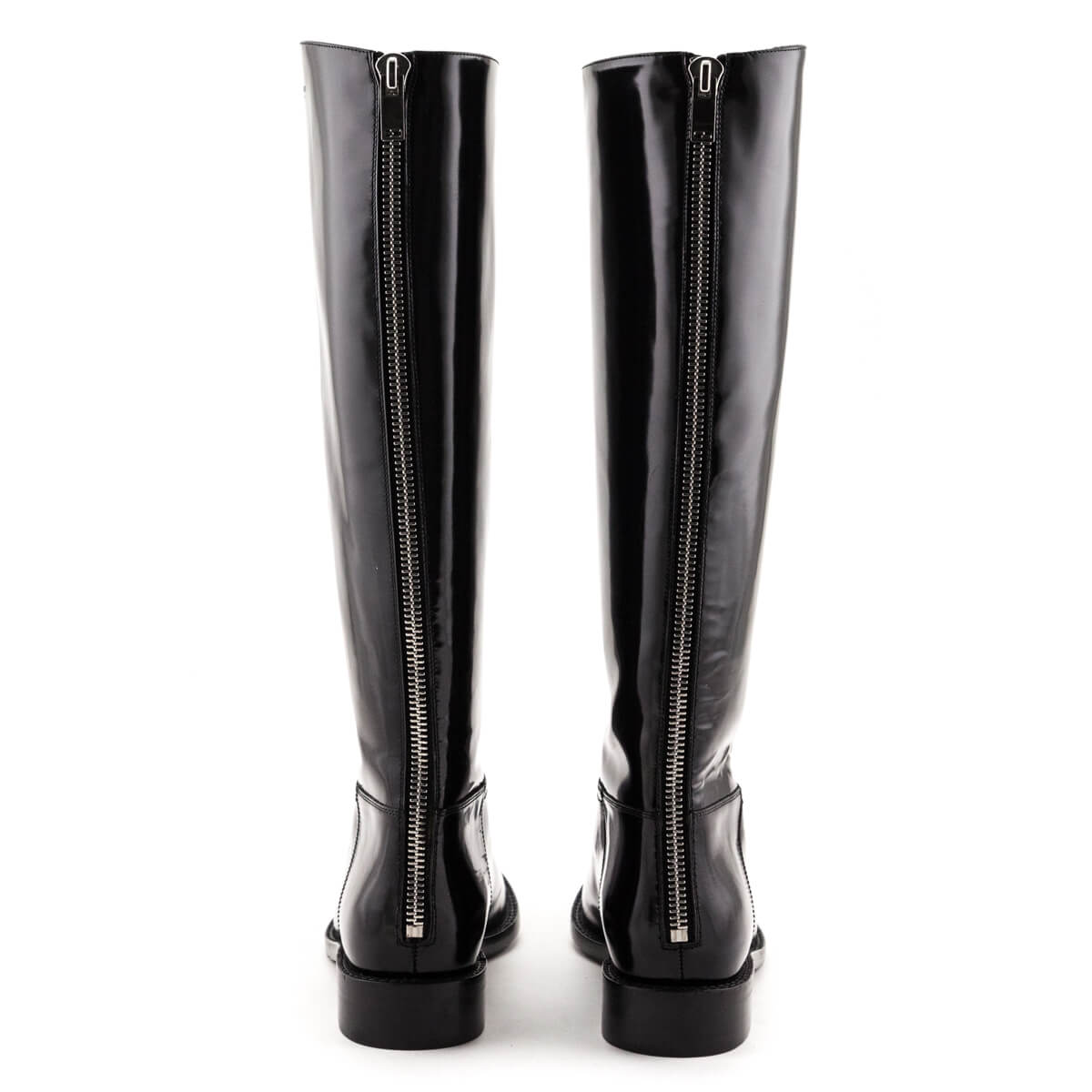 Saint Laurent Black Patent Knee-High Riding Boots Size US 8.5 | EU 38.5
