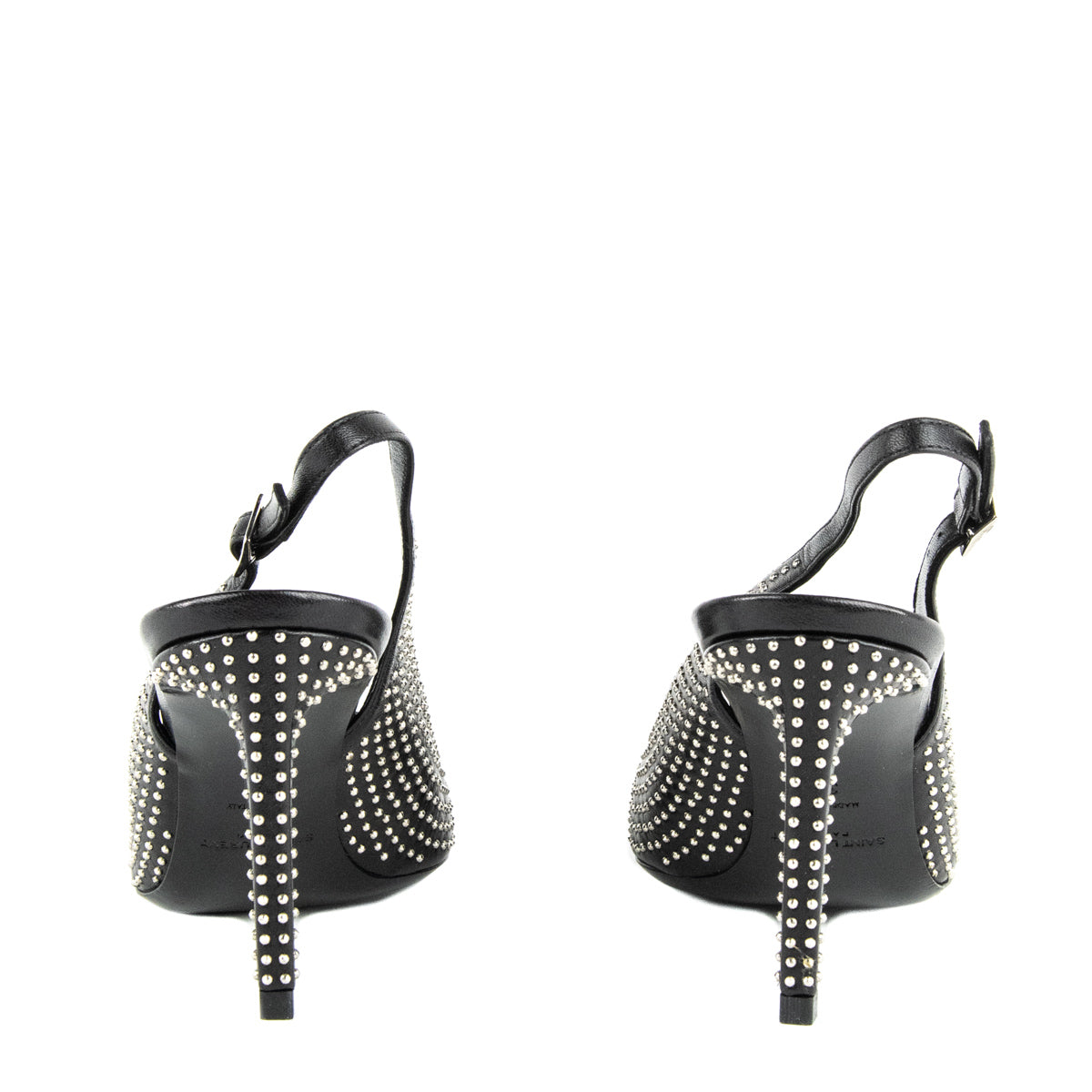 Saint Laurent Black Paril Studded Slingback 90 Pumps Size US 7 | EU 37