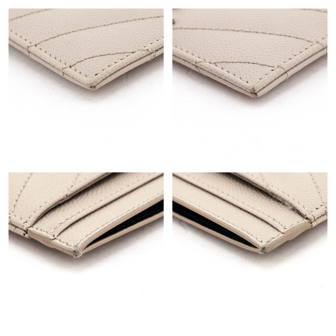 Luxury Saint Laurent Trending 2025 Light Taupe Grain De Poudre Matelasse Chevron Cassandre Card Case