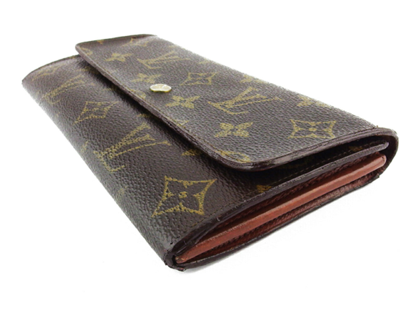 LOUIS VUITTON Long Wallet Purse M61724 Brown beige gold Pochette Porto Monécredi