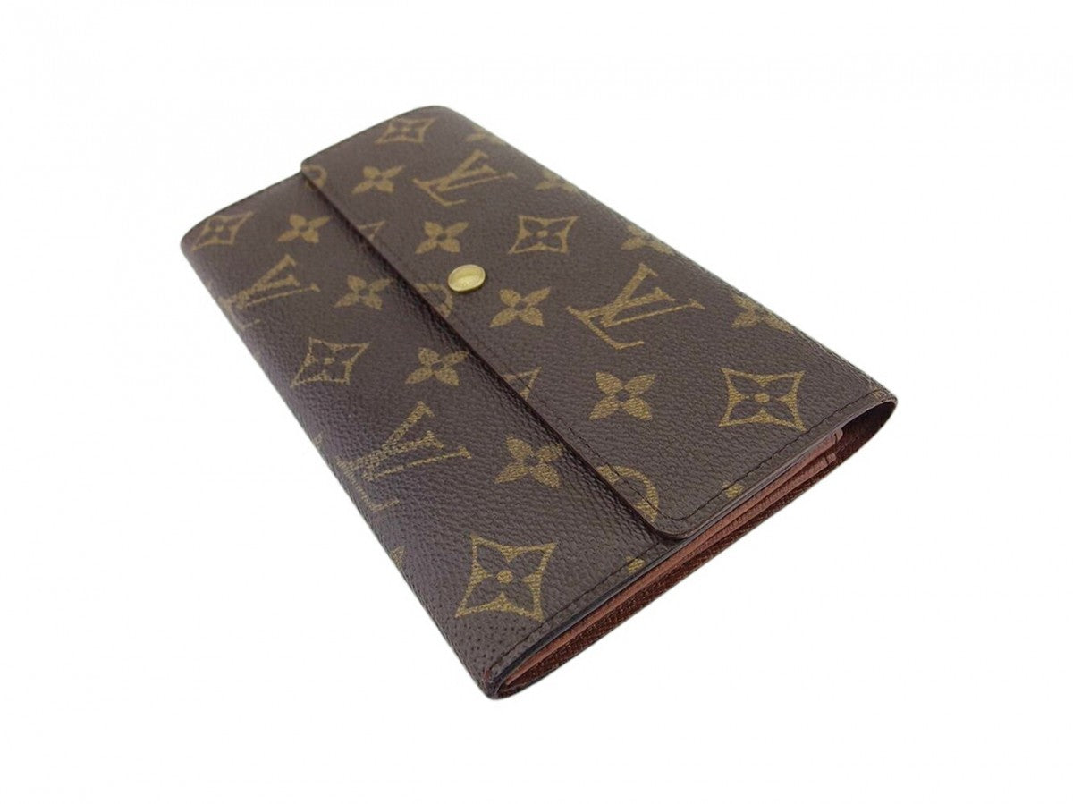 LOUIS VUITTON Long Wallet Purse M61725 Brown beige gold Pochette Porto Monécredi