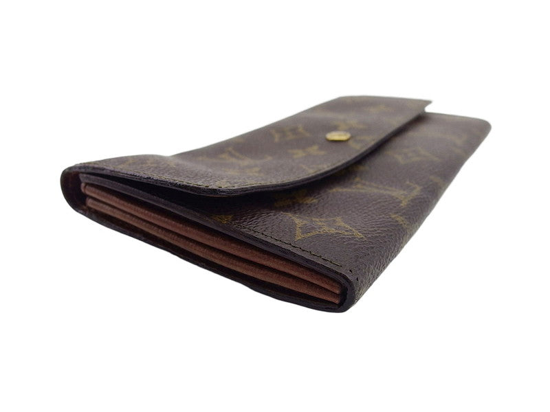 LOUIS VUITTON Long Wallet Purse M61724 Brown beige gold Pochette Porto Monécredi