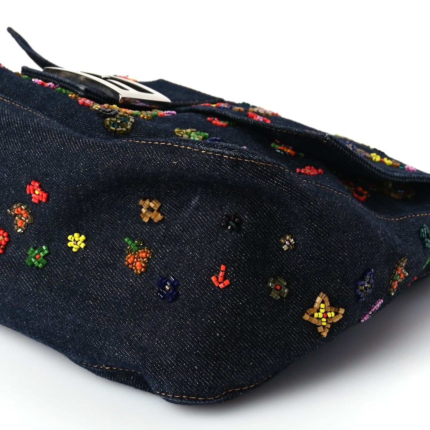 Fendi Denim Beaded Mama Baguette Blue