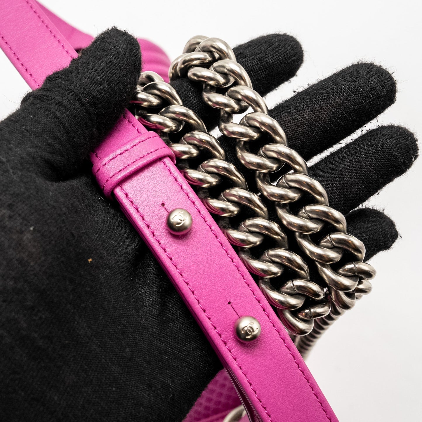Chanel Medium Boy Flap Bag Python Pink Brushed