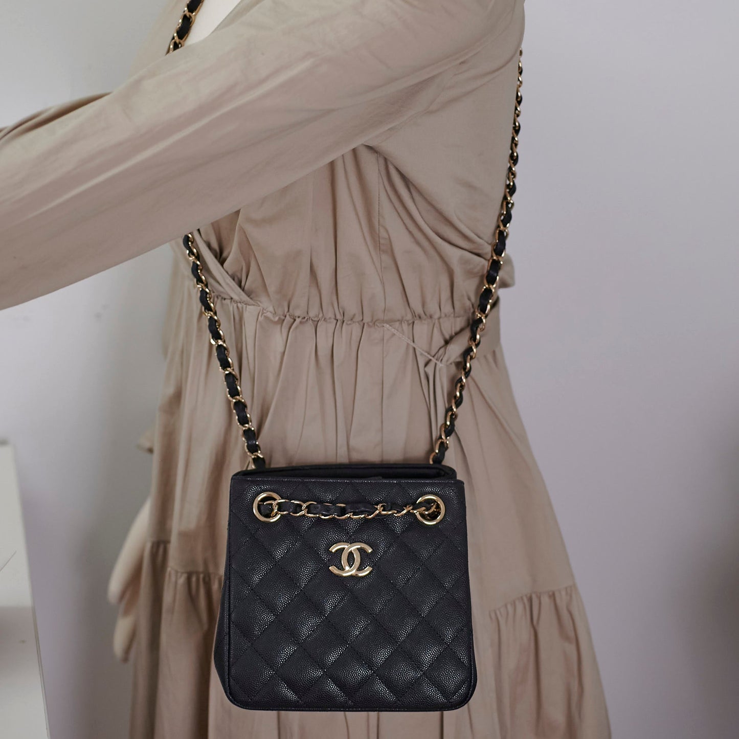 Chanel Seasonal Mini Tote Caviar Black