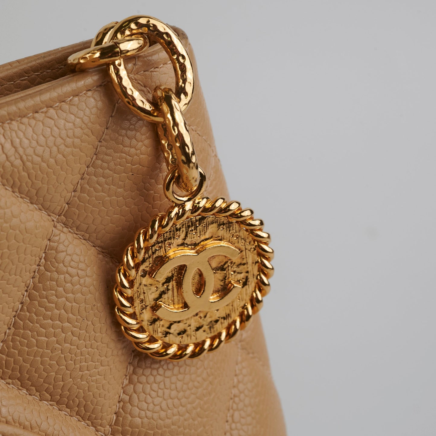 Chanel Caviar Medallion Tote Beige